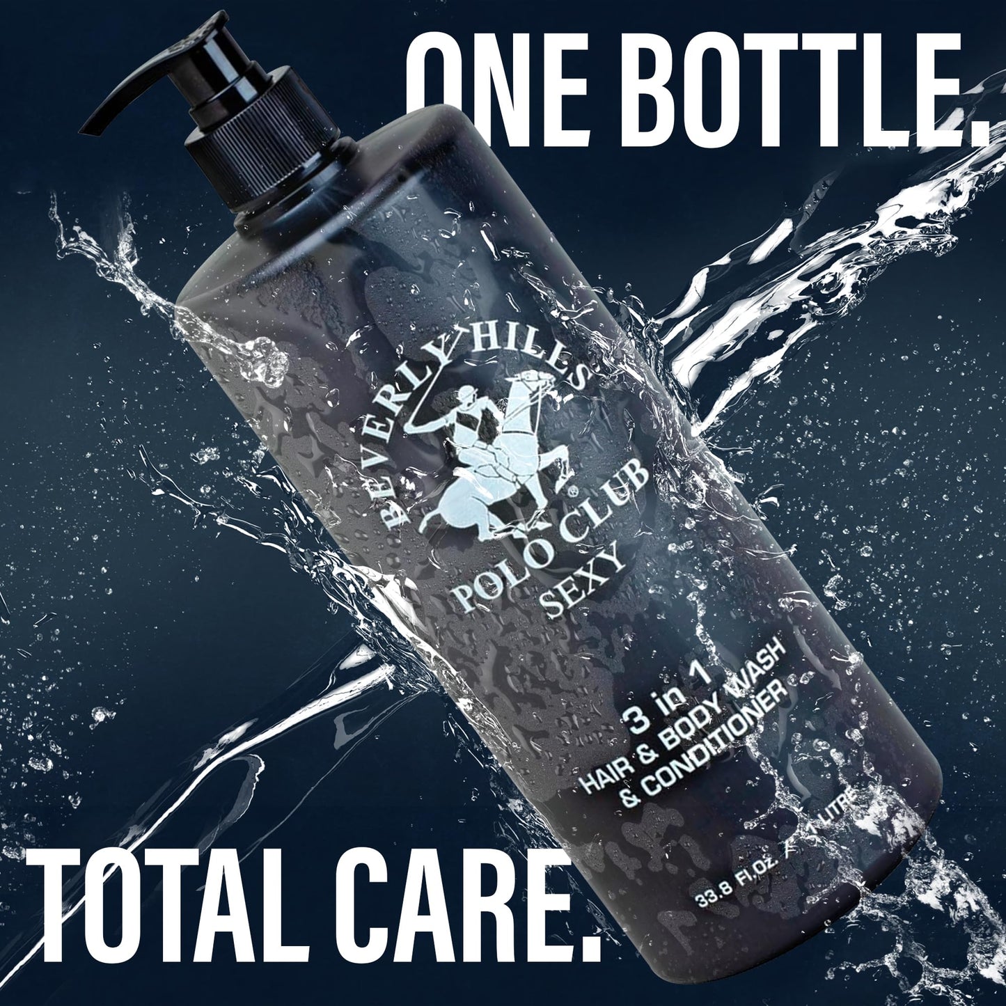 Beverly Hills Polo Club Men's 3 in 1 Shampoo Conditioner and Body Wash Featuring Luxury Scents Blaze Blue Classic and Sexy 33.8 oz BHPC (Sexy)