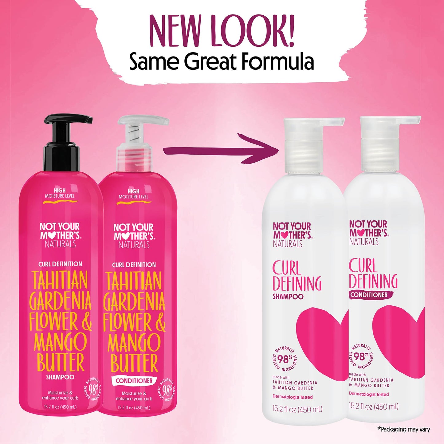 Not Your Mother's Naturals Curl Defining Shampoo and Conditioner (2 Pack) - 98% Naturally Derived Ingredients - All Hair Types - Gardenia Mango Butter