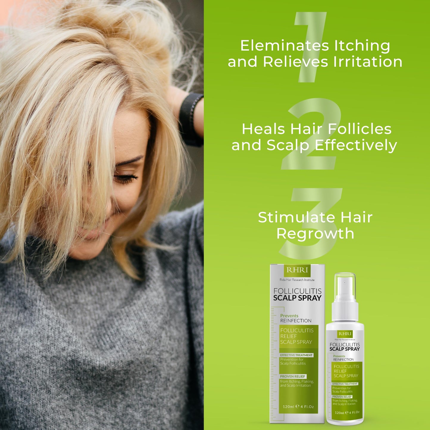 Folliculitis Scalp Spray β Antifungal, Anti-Dandruff & Anti-Itch Treatment for Dry, Irritated Scalp | Helps Soothe Psoriasis & Dandruff Flakes