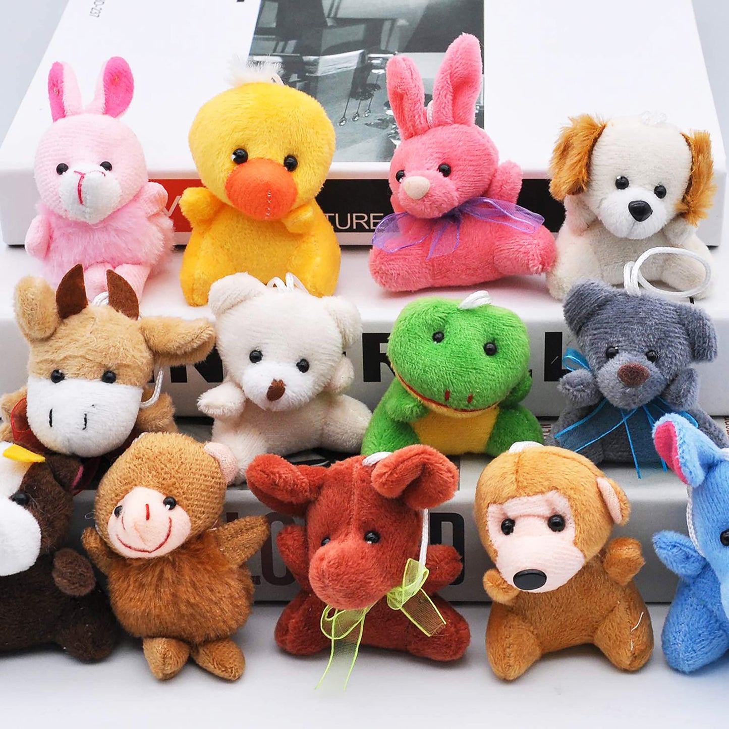 JOYIN 24 Pack Mini Animal Plush Toys (3") – Keychain Stuffed Animals for Kids, Party Favors, School Gifts, Carnival & Goodie Bag Prizes