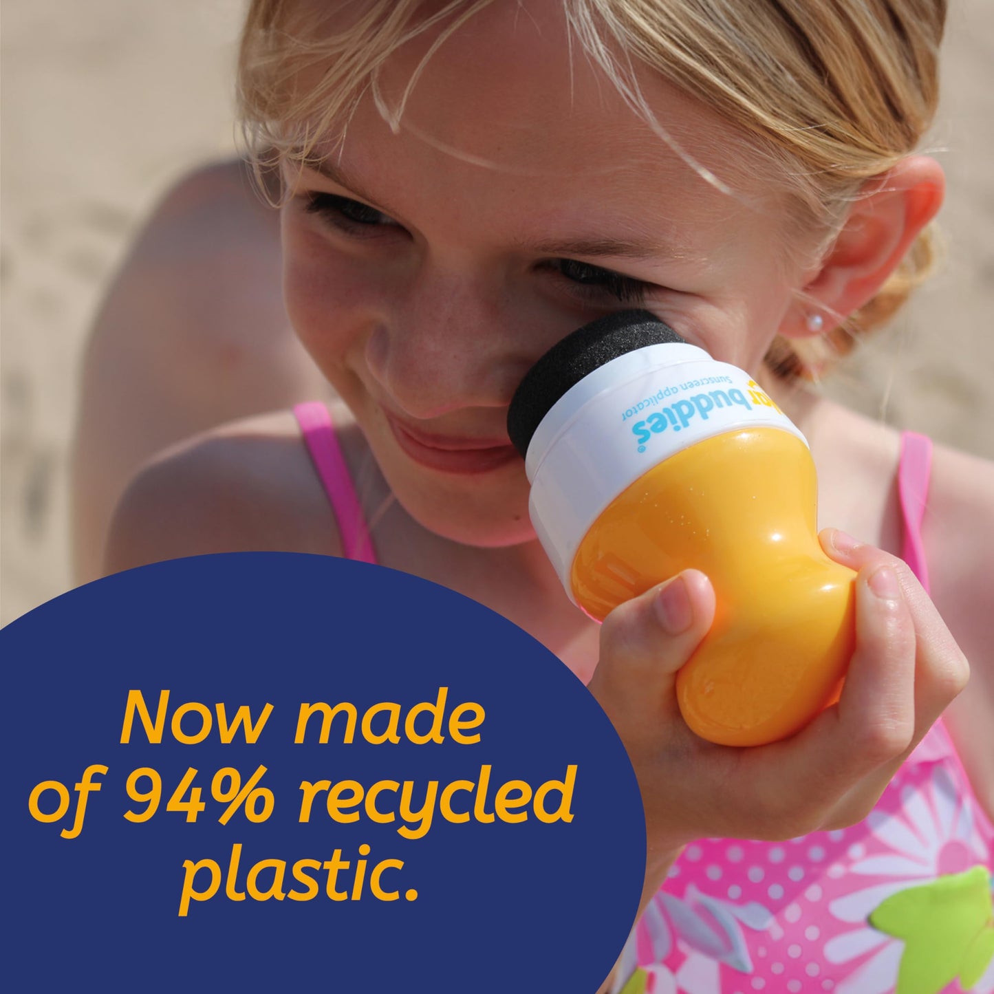 Solar Buddies Refillable Sunscreen Applicator – Blue Roll-On Sponge for Kids & Adults, Travel-Friendly 3.4oz Suncream & Lotion Dispenser