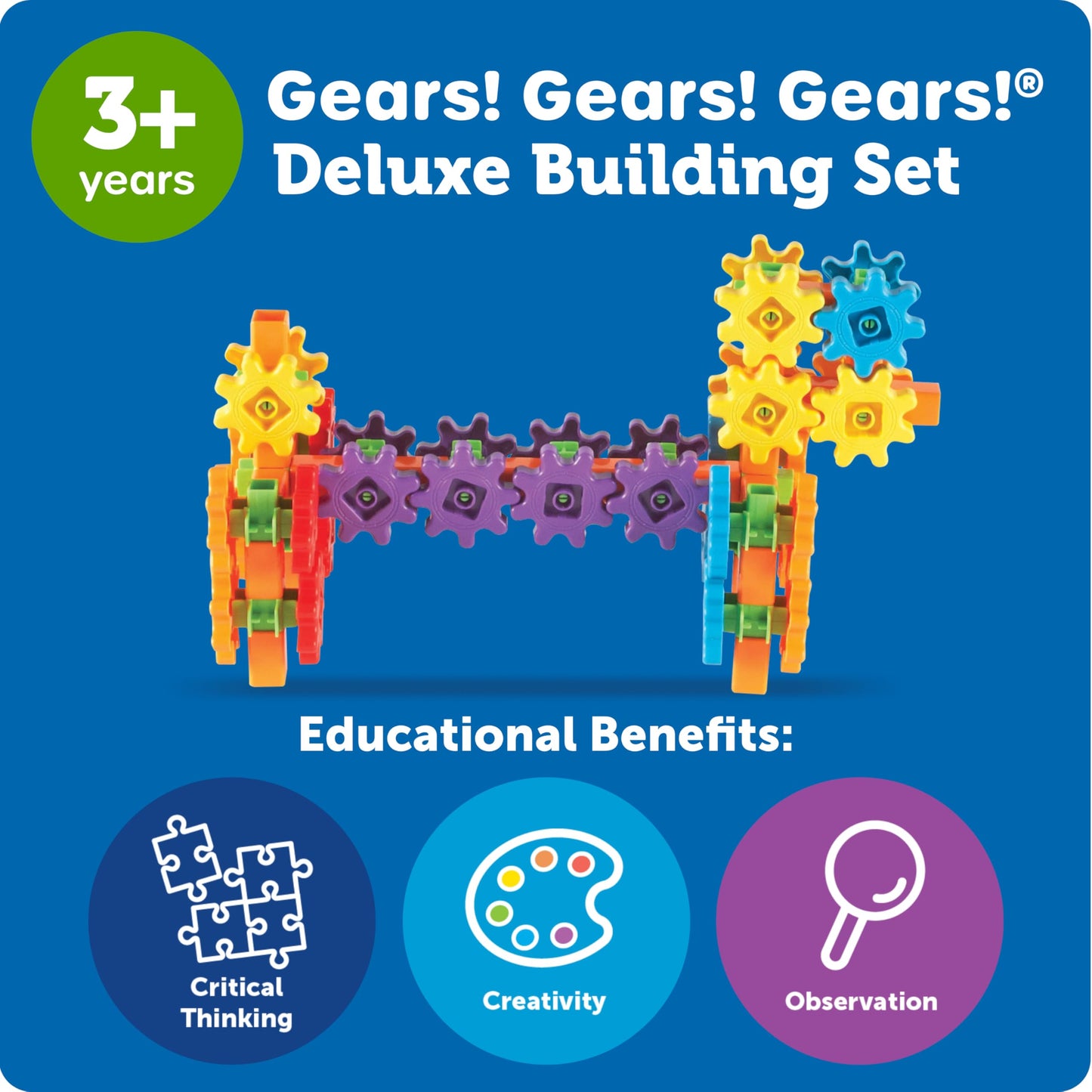 Learning Resources Gears! Gears! Gears! 100-Piece Deluxe STEM Building Set for Kids 3+, Preschool Construction & Gear Toys