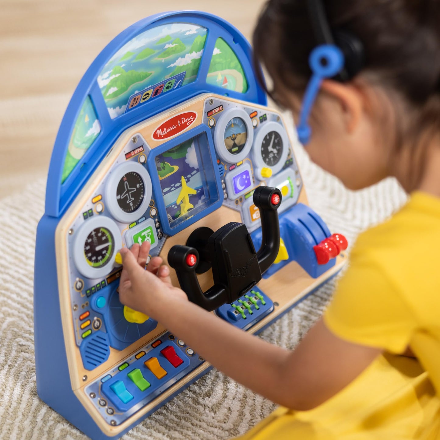Melissa & Doug Jet Pilot Interactive Dashboard Wooden Toy for Boys and Girls Ages 3+ - FSC Certified