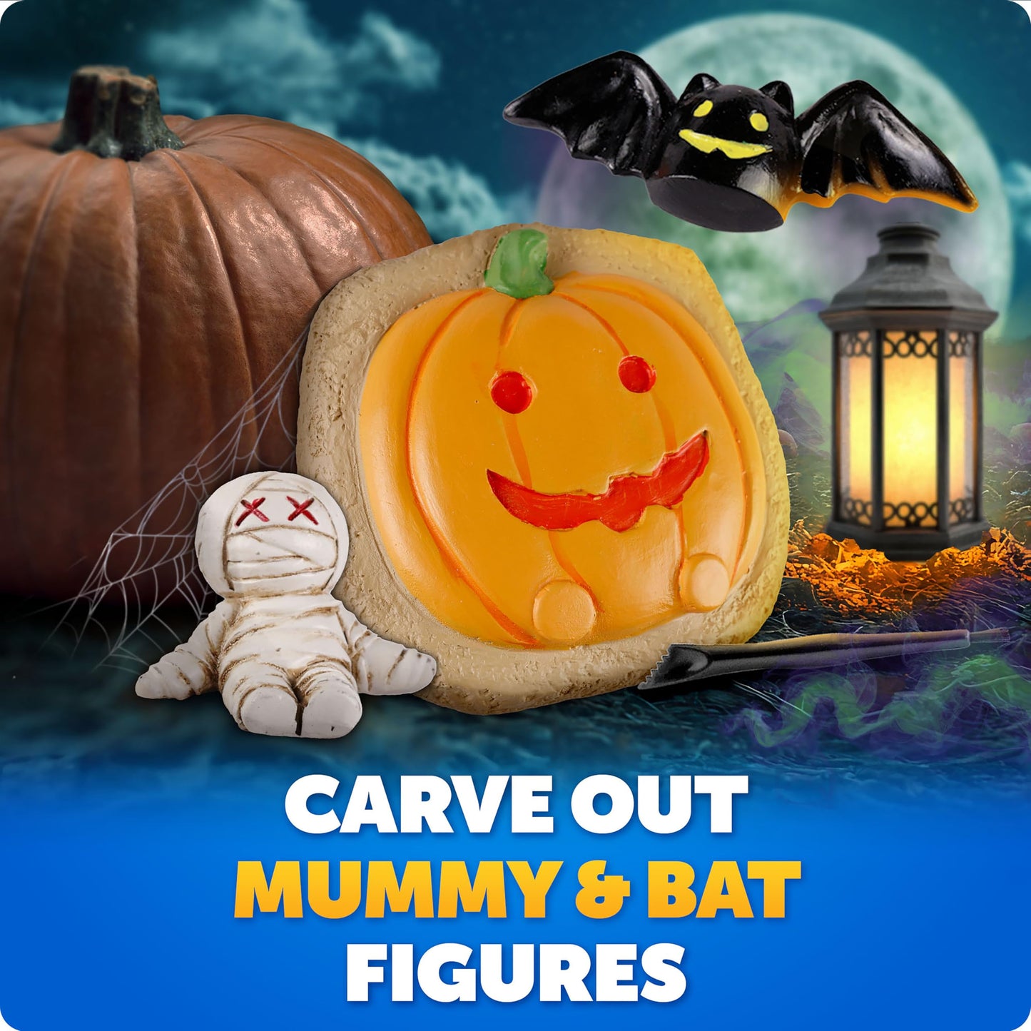 Blue Marble Halloween Dig Kit – Excavation Set with Skull, Pumpkin & Spooky Figures for Kids, Hands-On Activity & Boo Basket Fun