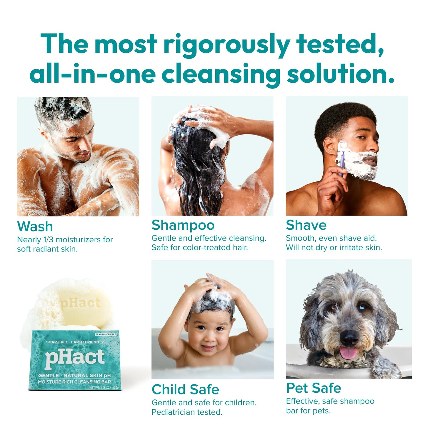 ANDREW LESSMAN pHact Moisture-Rich Soap-Free Cleansing Bar – Hypoallergenic, Fragrance-Free, pH-Balanced for All Skin Types, 3 Pack 4.25 oz