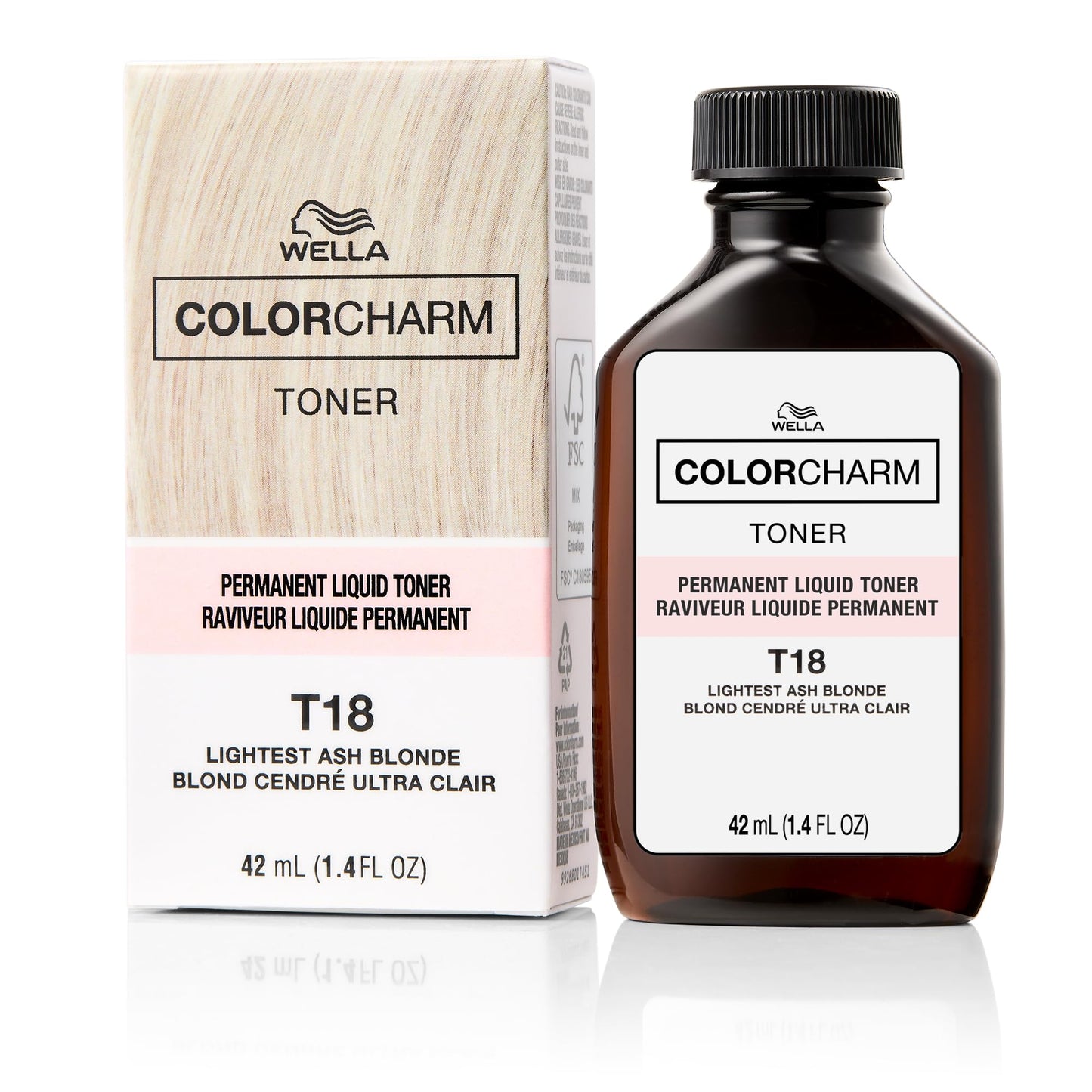 COLORCHARM Permanent Liquid Toners | Neutralize Brass | Free of Parabens | Vegan | T18 Lightest Ash Blonde | 1.4 Fl Oz