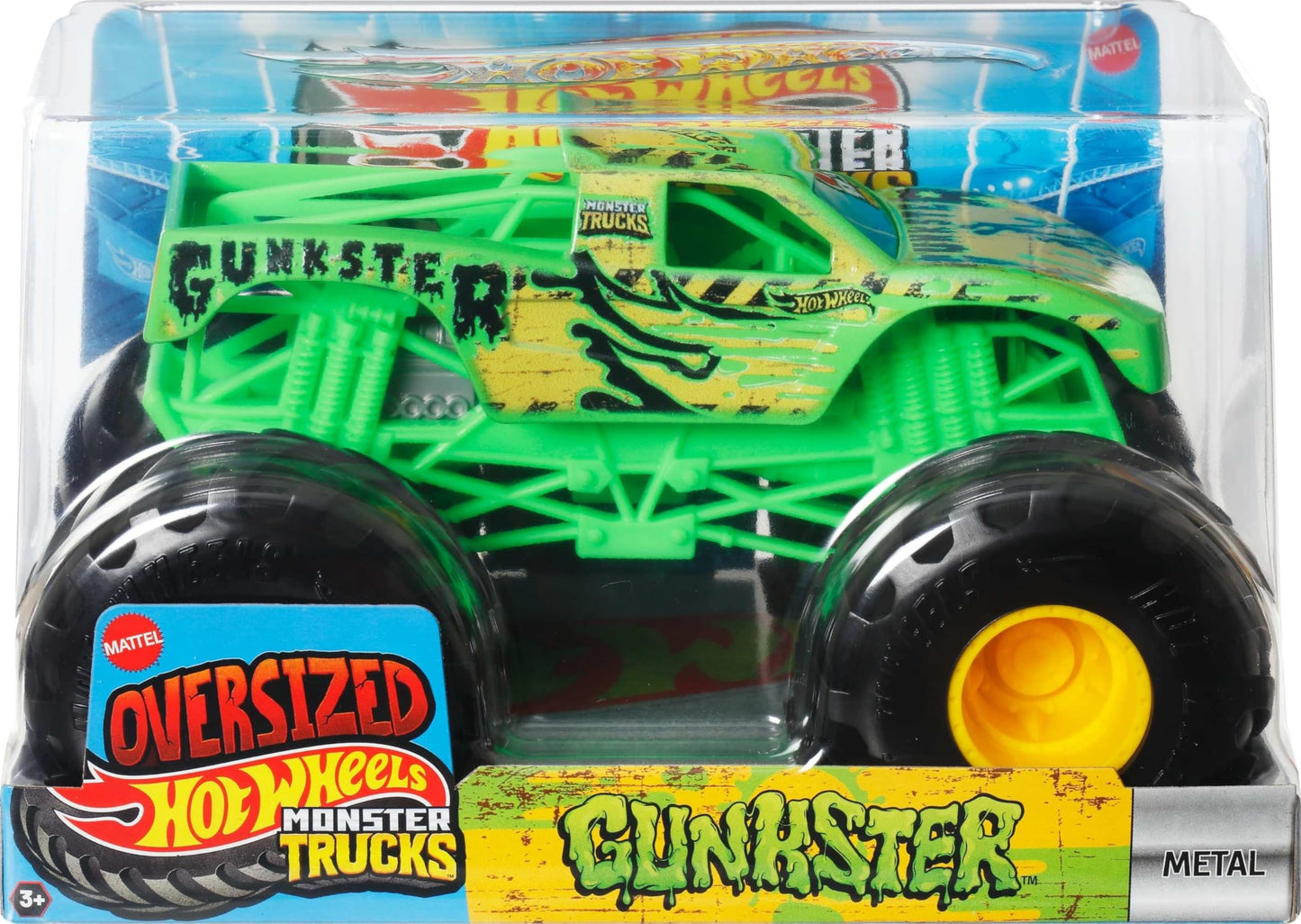 Hot Wheels Monster Trucks, Oversized Monster Truck, 1:24 Scale Die-Cast Toy Truck with Giant Wheels and Cool Designs