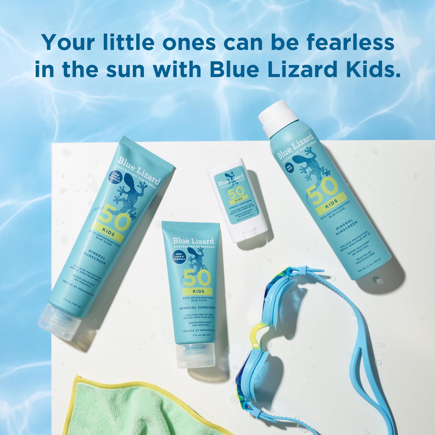 Blue Lizard Kids Mineral SPF 50 Sunscreen Lotion, 100% Mineral, Children’s Sunscreen, Water-Resistant Formula, Paraben-Free, Fragrance-Free, 3 fl oz