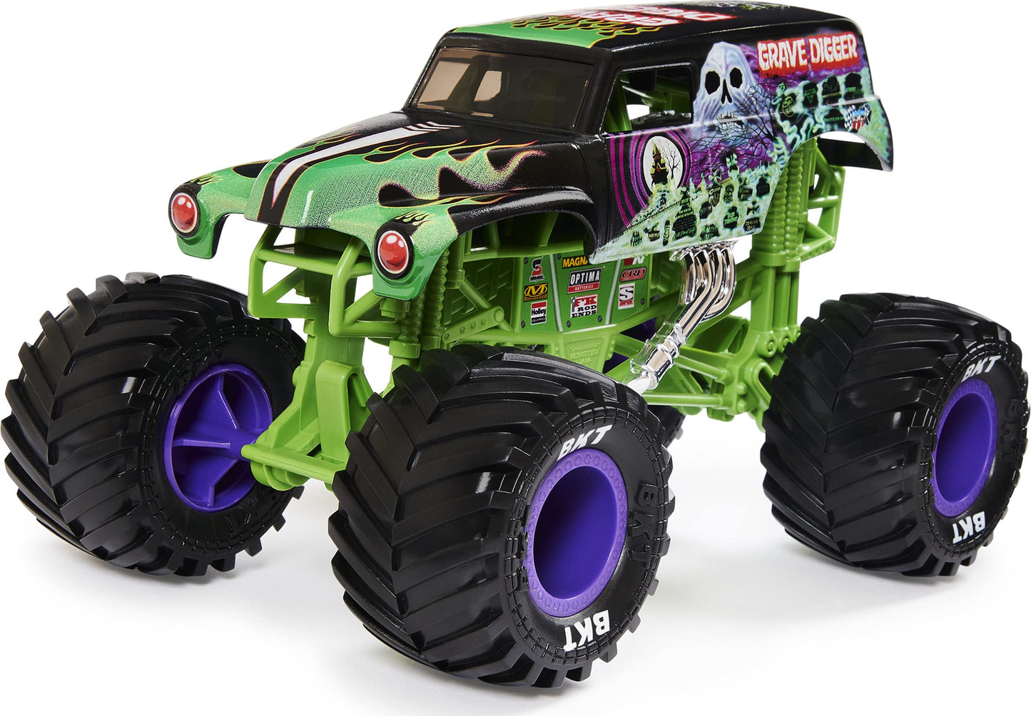 Monster Jam Grave Digger 1:24 Die-Cast Truck with Chrome Rims & BKT Tires – Collectible Toy for Fans, Playsets & Birthday Gifts