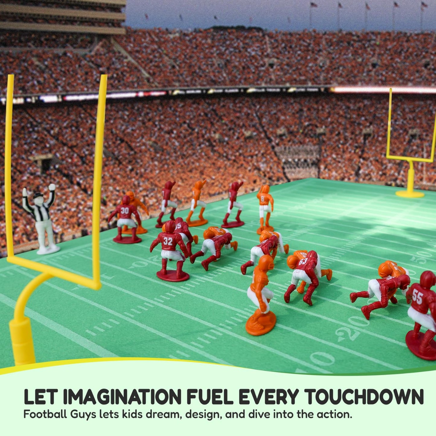 Kaskey Kids Football Guys Set – 30-Piece Maroon vs Orange Teams with Accessories & Travel Case, Sports Action Figures for Ages 3+