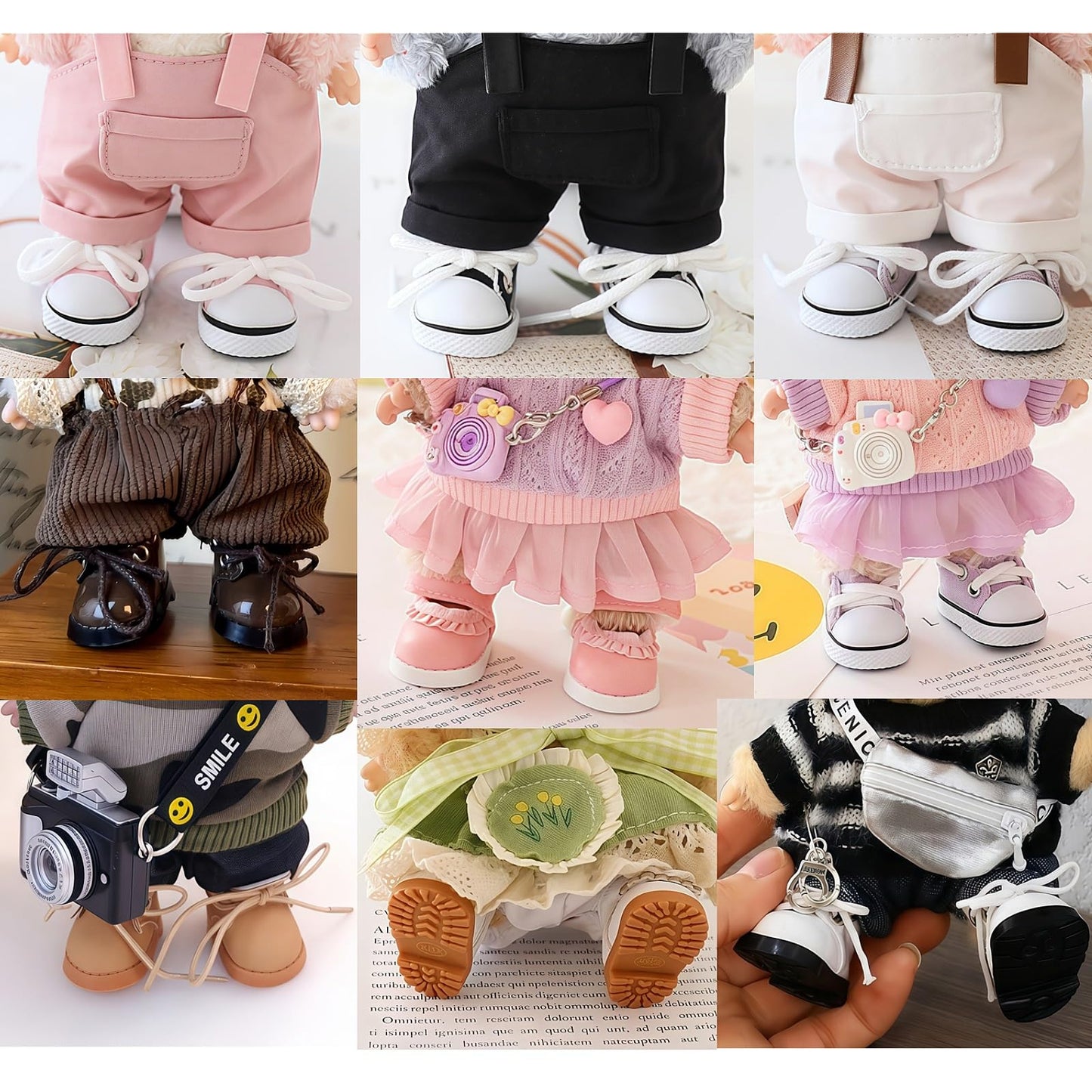 Mini Doll Shoes Accessories - Martin Boots PU Leather for 15-17cm Dolls, Cute Brown Outfit Replacement, No Doll Included, Dress-Up Set