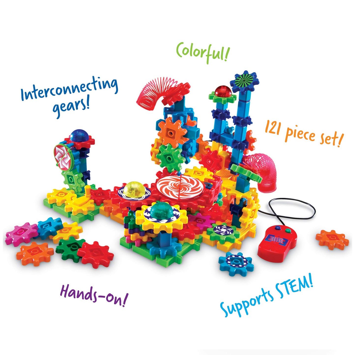 Learning Resources Gears! Gears! Gears! Lights & Action Building Set, Puzzle, Gear Toy, 121 Pieces, Ages 5+