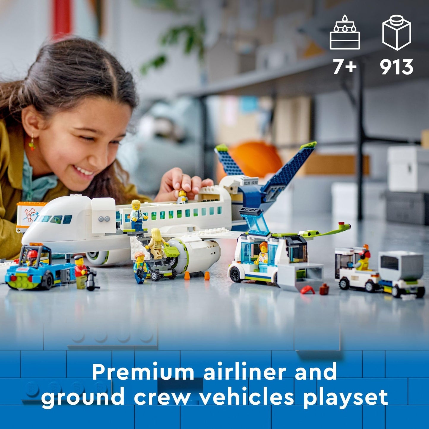 LEGO City Passenger Airplane Set 60367 – Buildable Plane with 9 Minifigures, Educational Construction Toy for Kids 7+