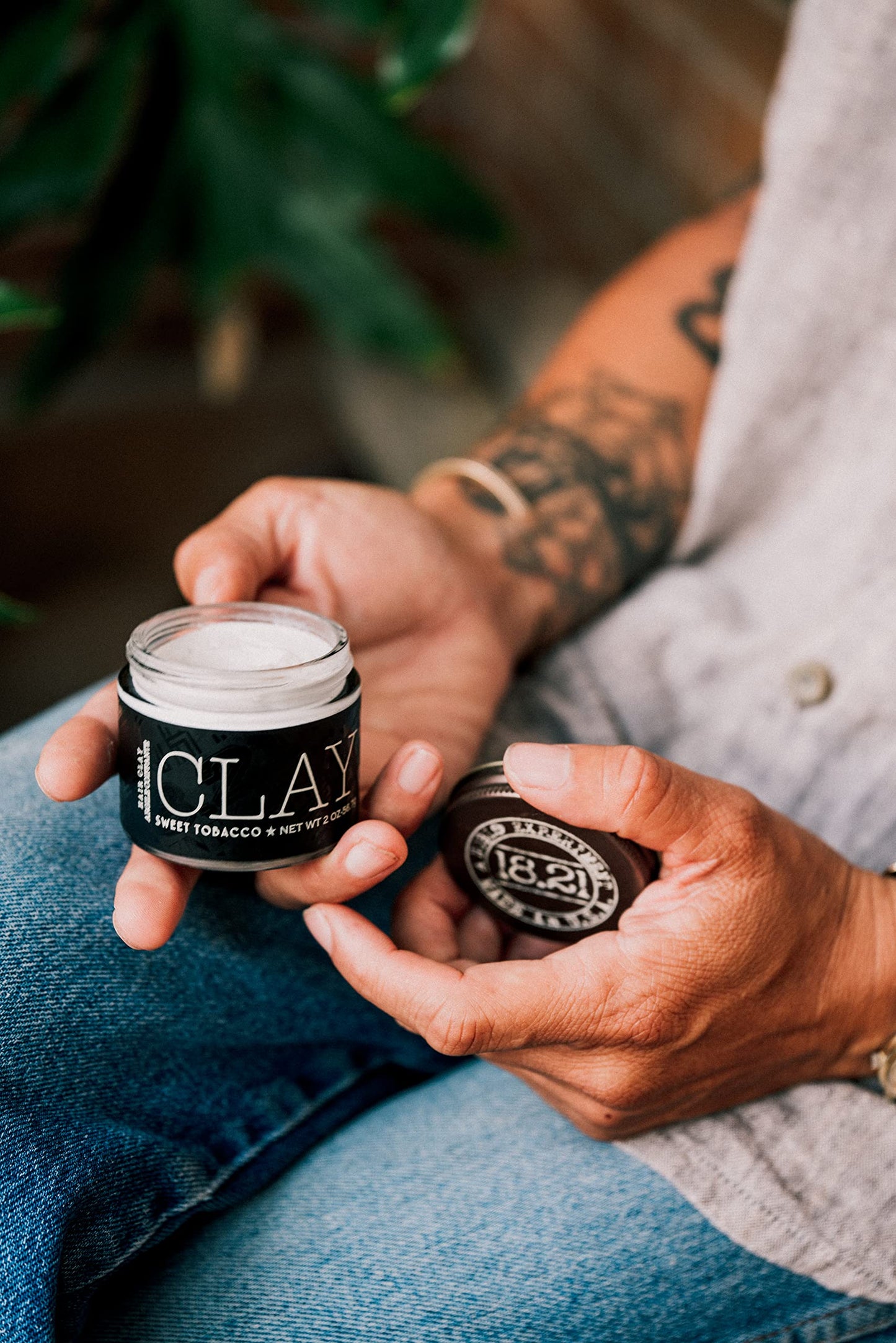 18.21 Man Made Hair Styling Product, 2oz. Original Sweet Tobacco Scent in Clay with Matte Finish