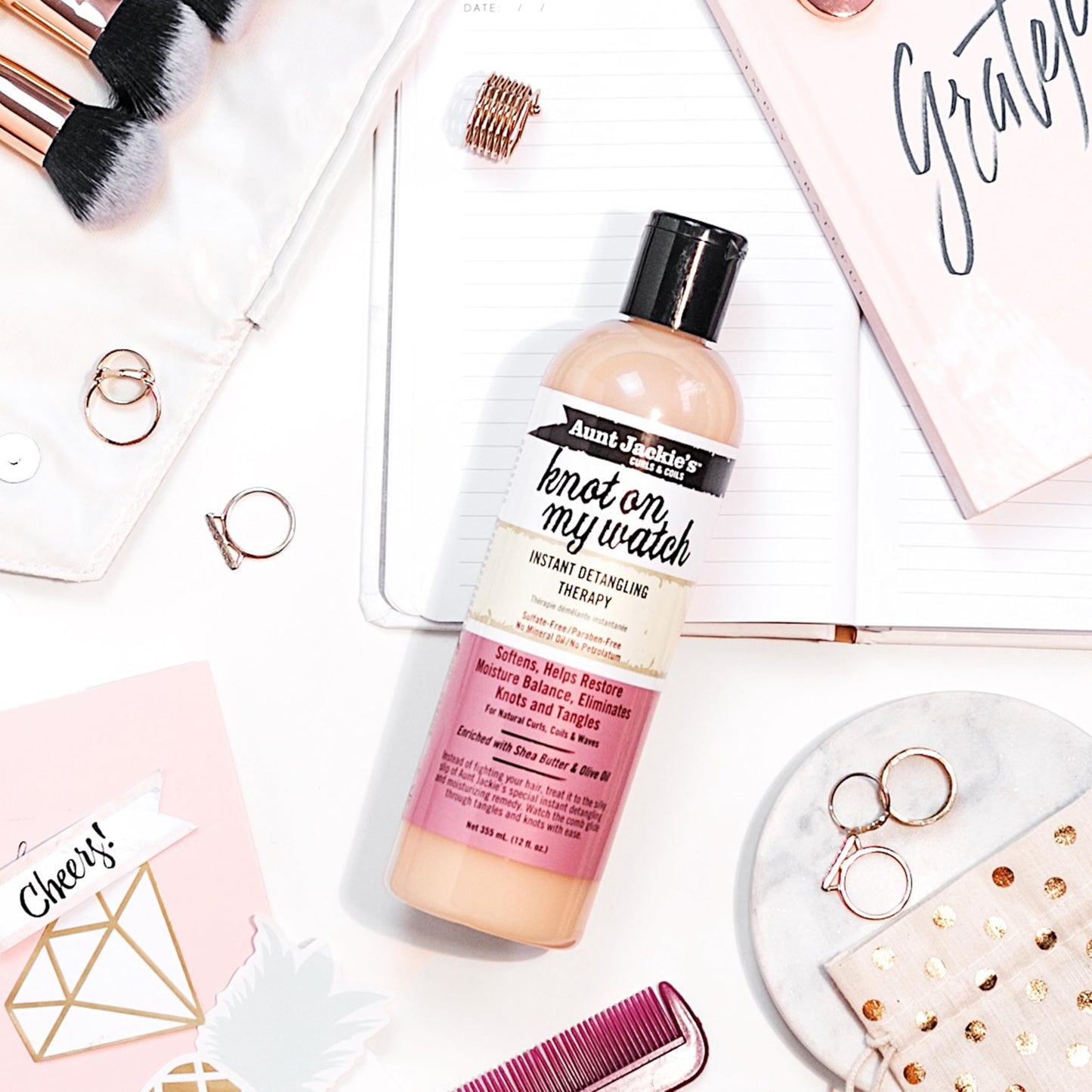 Aunt Jackie's Curls and Coils Knot On My Watch Instant Hair Detangling Therapy for Natural Curls, Coils and Waves, Enriched with Shea Butter, 12 oz