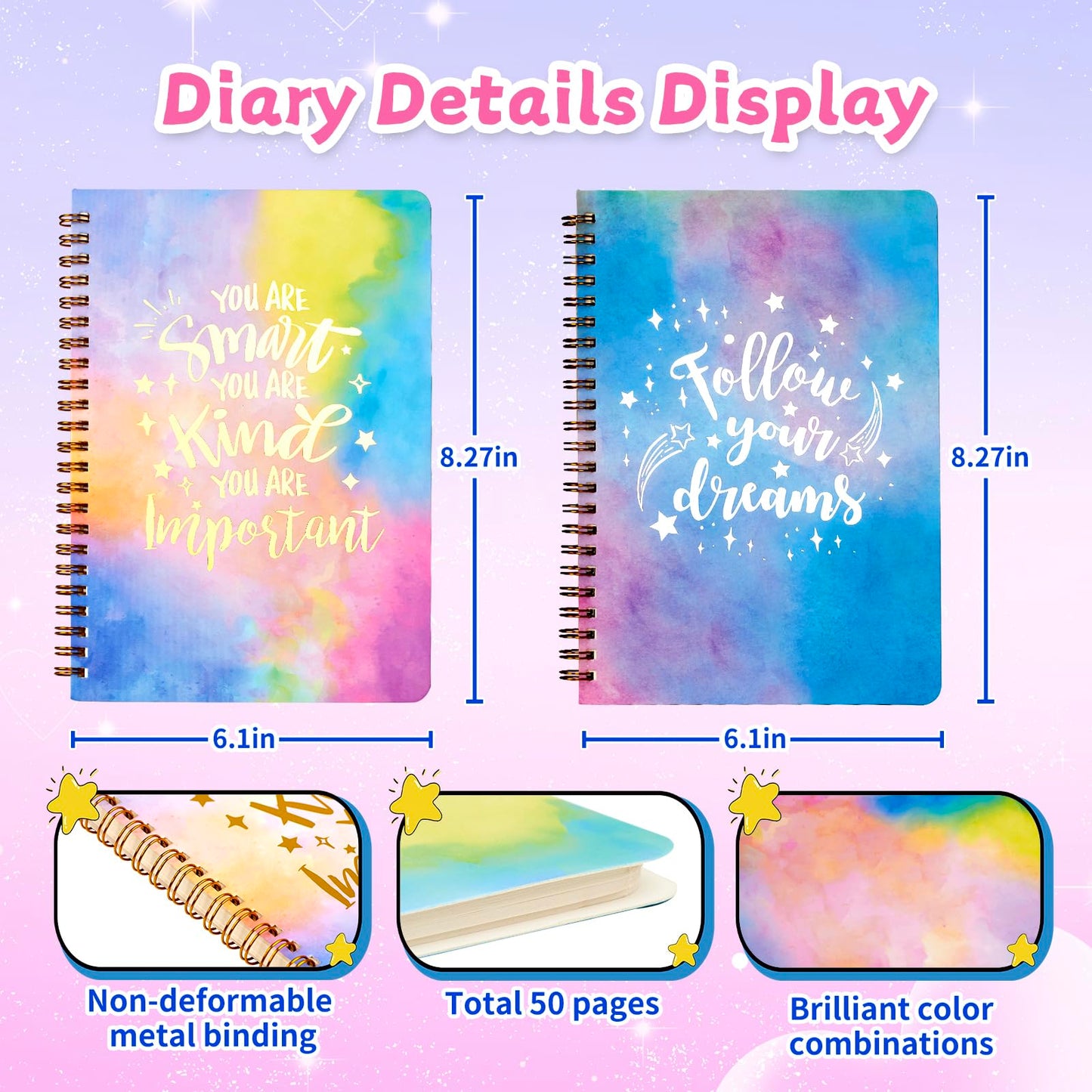 OIHEW 2-PC DIY Journal & Scrapbook Kit for Girls 8-14, Includes Stickers, Stationery, Crafts, Birthday & Christmas Gift Set