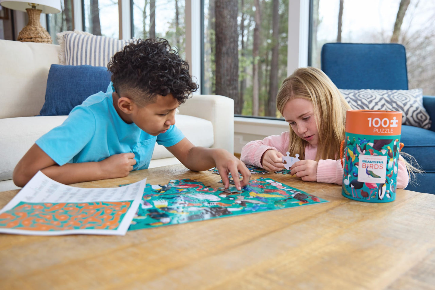 Crocodile Creek 100-Piece Jigsaw Puzzle – Sharks Theme for Kids 5+, Educational Table & Floor Puzzle with Storage Canister, 14"x19"