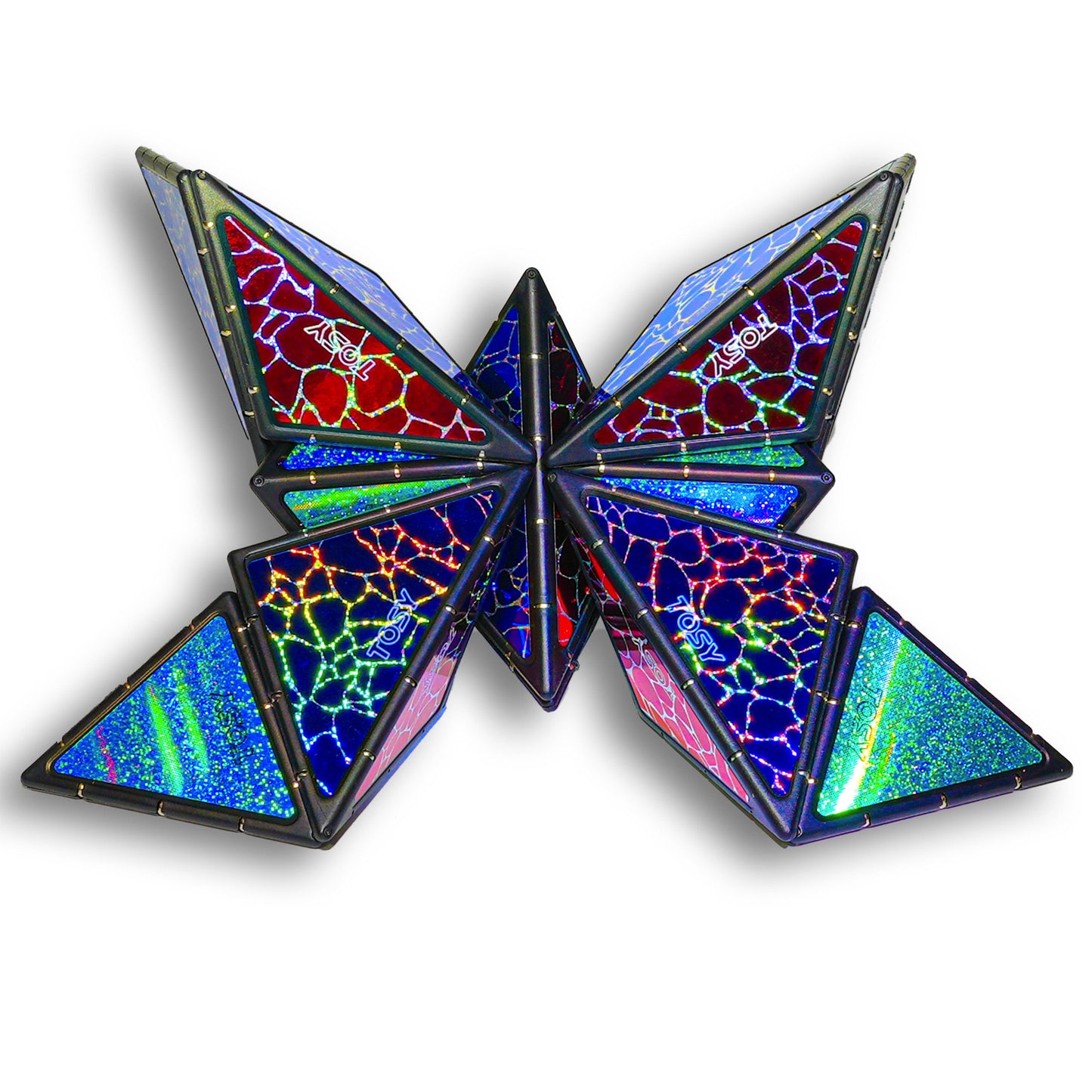 TOSY Magnet Pyramid Stone - 1 Cube into 1 Billion Shapes, 14 pcs Puzzle Set with 243 Magnets, Holographic STEM/STEAM Creative Toy