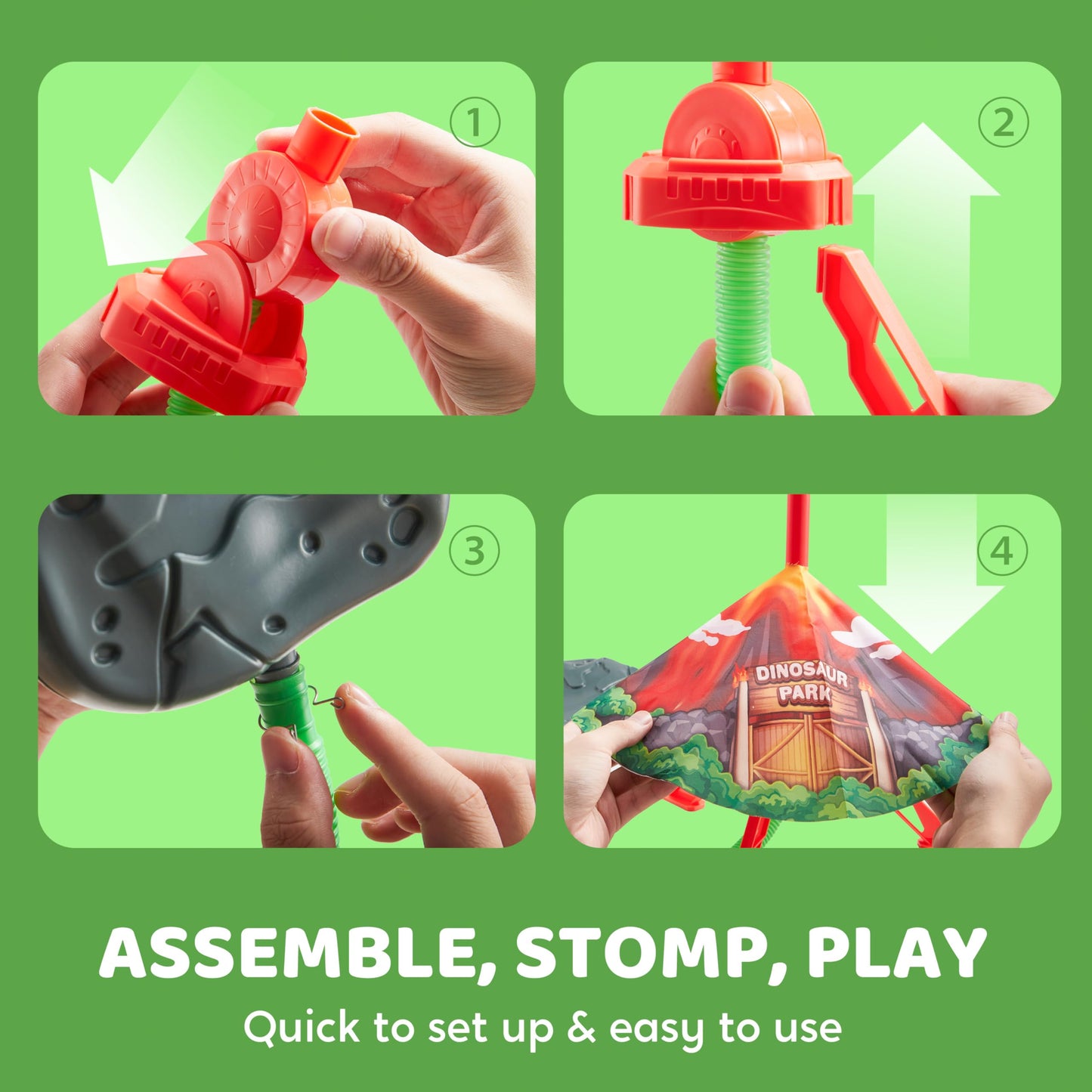 JOYIN Dinosaur Foam Rocket Launcher Toy for Kids – 6 Dino Rockets, Launches Up to 100 ft, Fun Gift for Boys 3-8, Birthday & Family Play