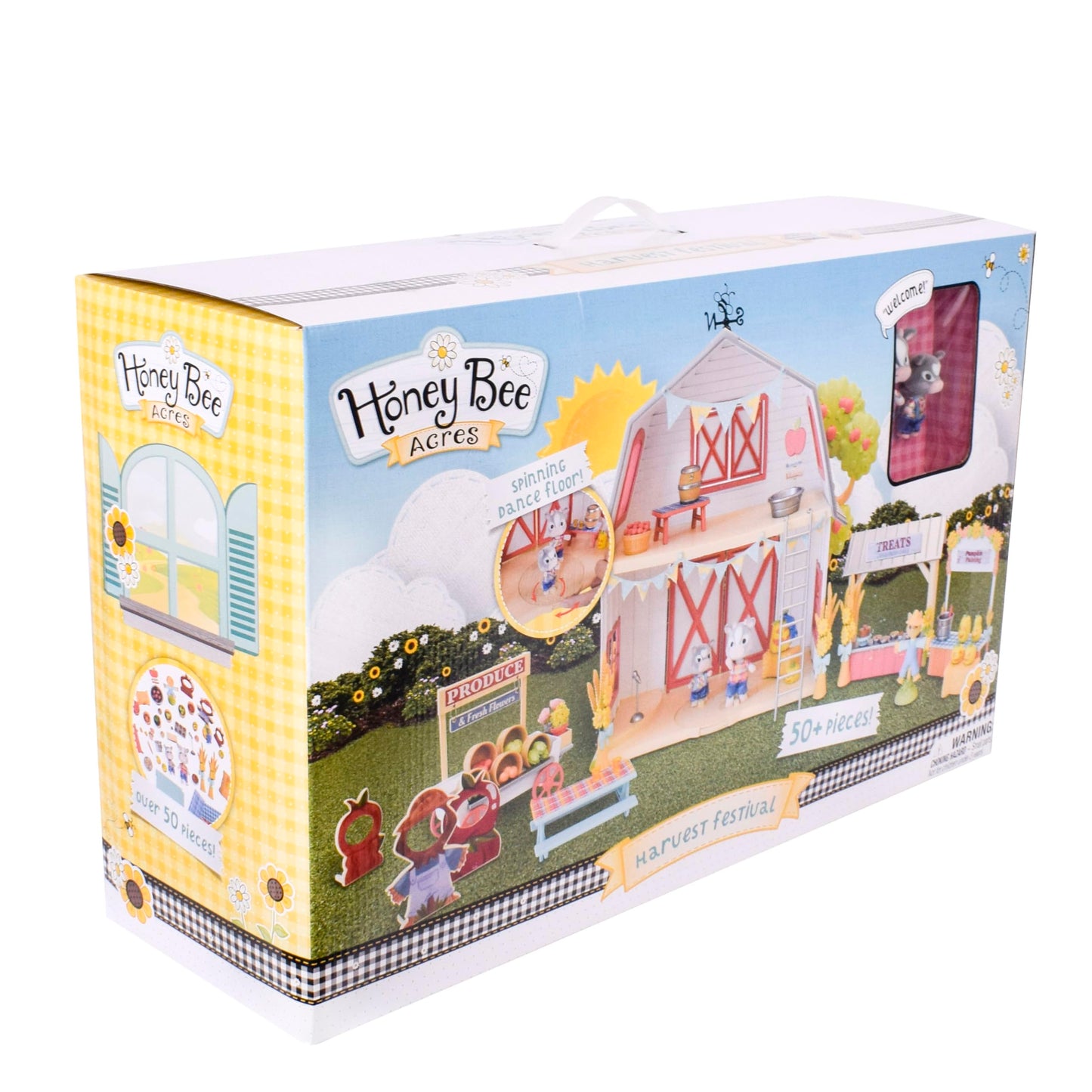 Honey Bee Acres Harvest Festival 62 Piece Miniature Dollhouse Playset with Flocked Animal Figures & Accessories, Imaginative Farm Play