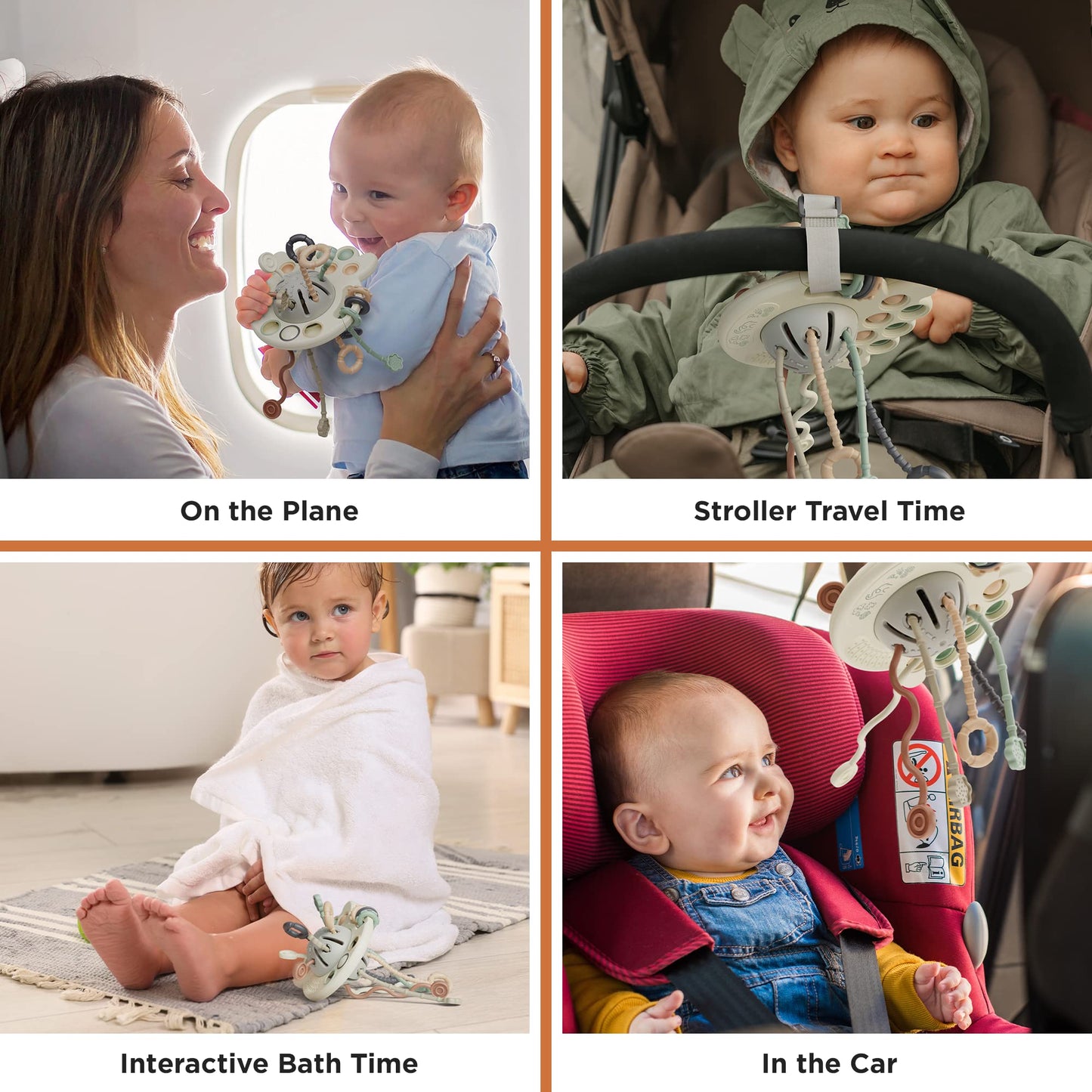 GOPO TOYS Baby Airplane Toy – Montessori Silicone Pull String Fidget for Toddlers 18M+ – Teething & Sensory Travel Toy for Car, Plane & Stroller