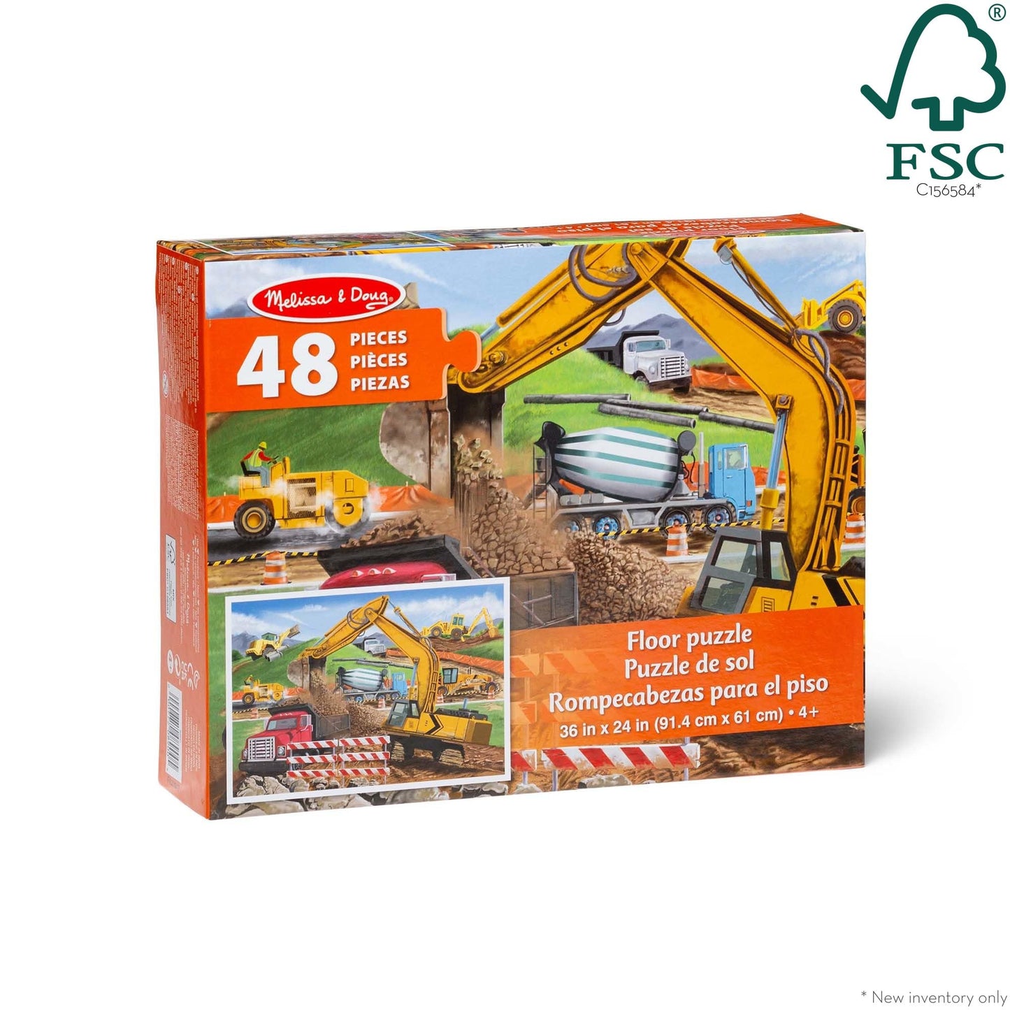 Melissa & Doug Building Site Floor Puzzle – 48-Piece Jumbo Jigsaw, Educational Screen-Free Activity for Toddlers & Kids 3+, 2x3 ft, FSC Certifie