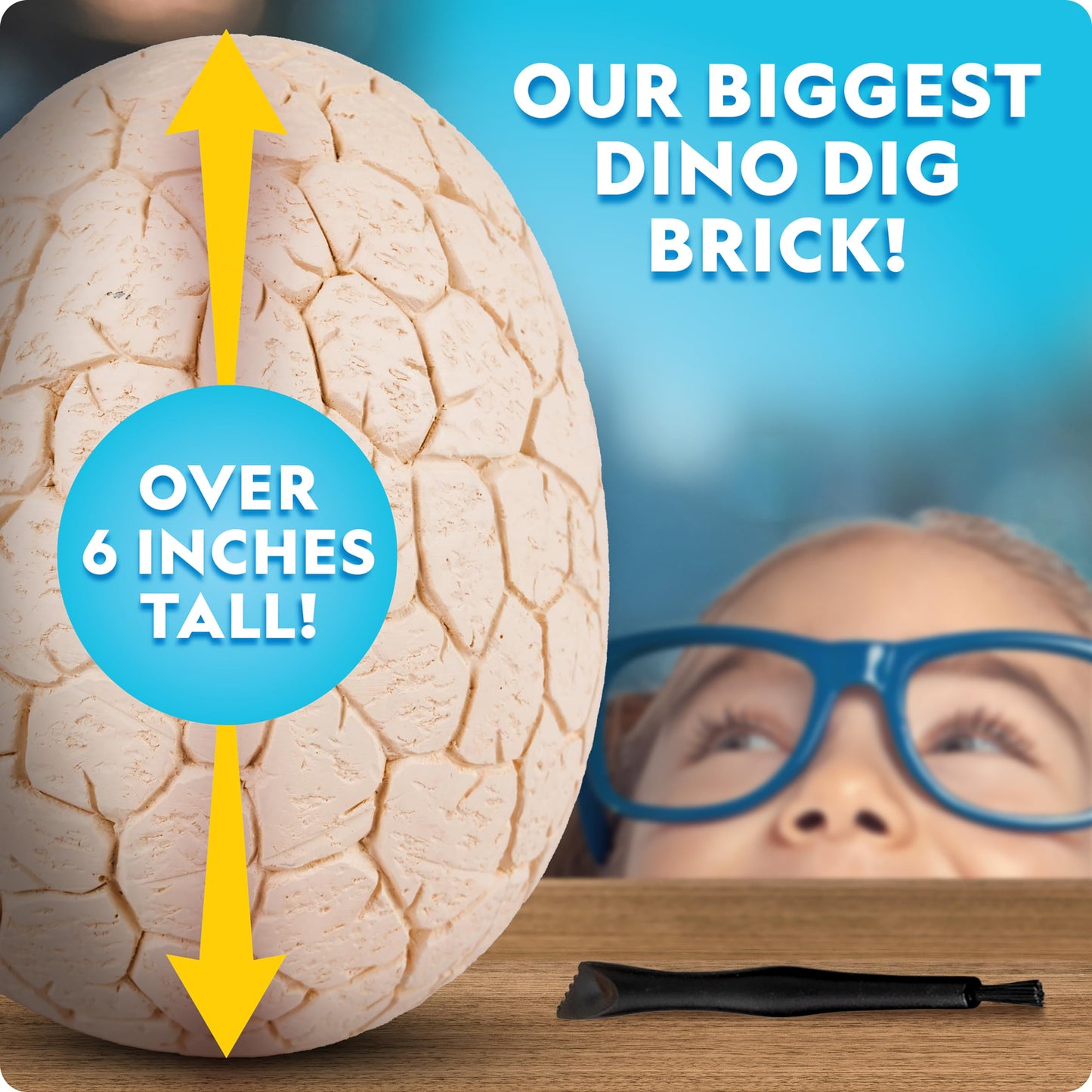 National Geographic Dino Egg Dig Kit – Excavate 12 Dinosaur Figures & T. Rex Tooth from 6" Brick | Educational Science Kit for Kids