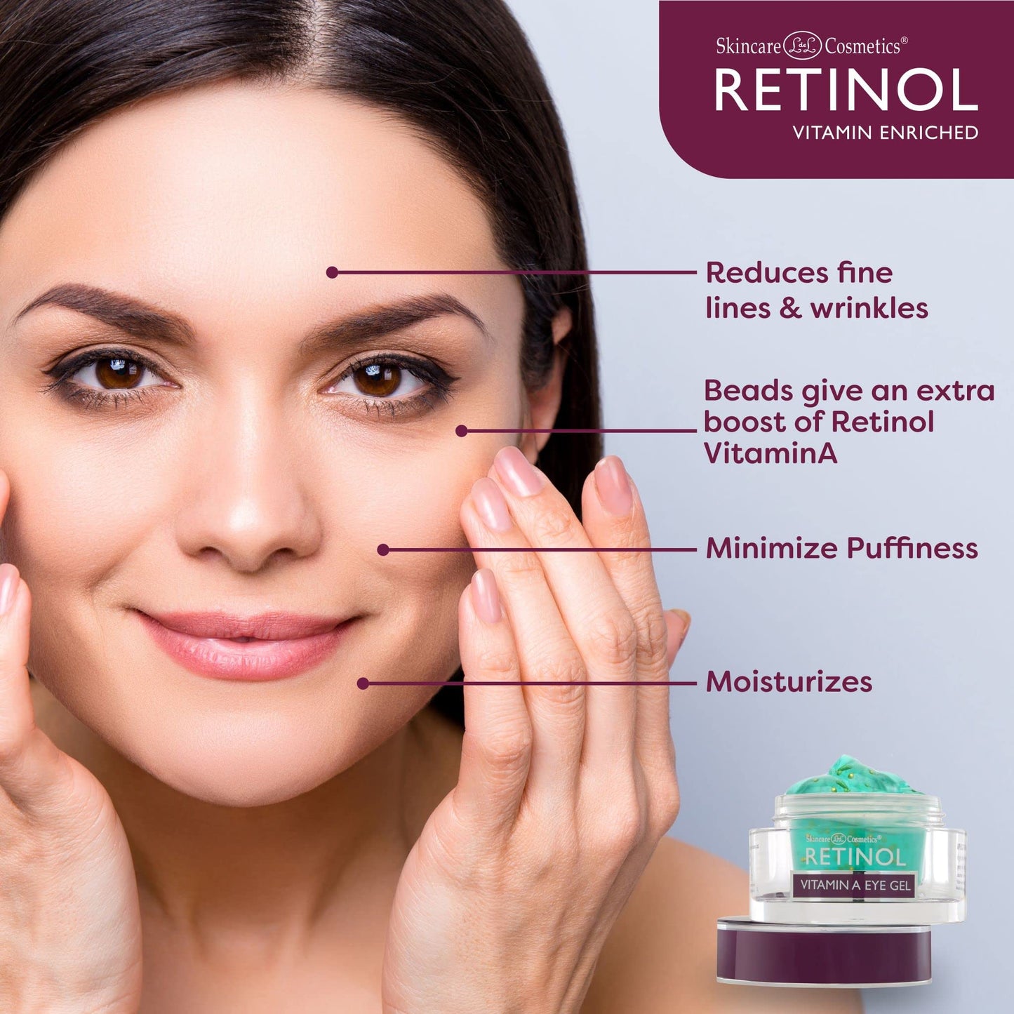 LIVAURA Retinol Vitamin A Eye Gel – Anti-Wrinkle & Dark Circle Treatment, Micro-Bead Retinol Boost Restores Eye Tone & Elasticity