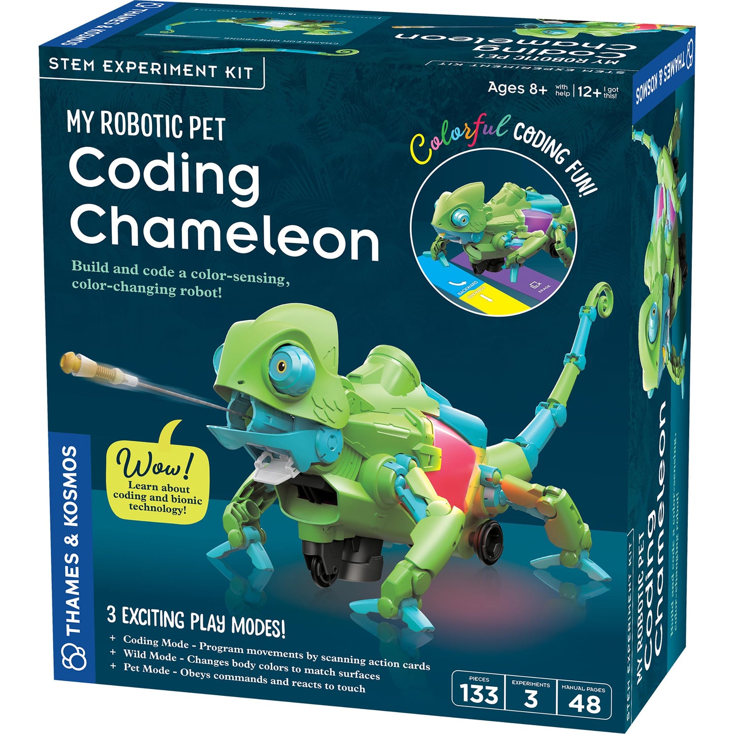 Thames & Kosmos My Robotic Pet: Coding Chameleon STEM Kit | Color-Sensing Robot for Kids 8+ | Screen-Free Fun, 3 Play Modes