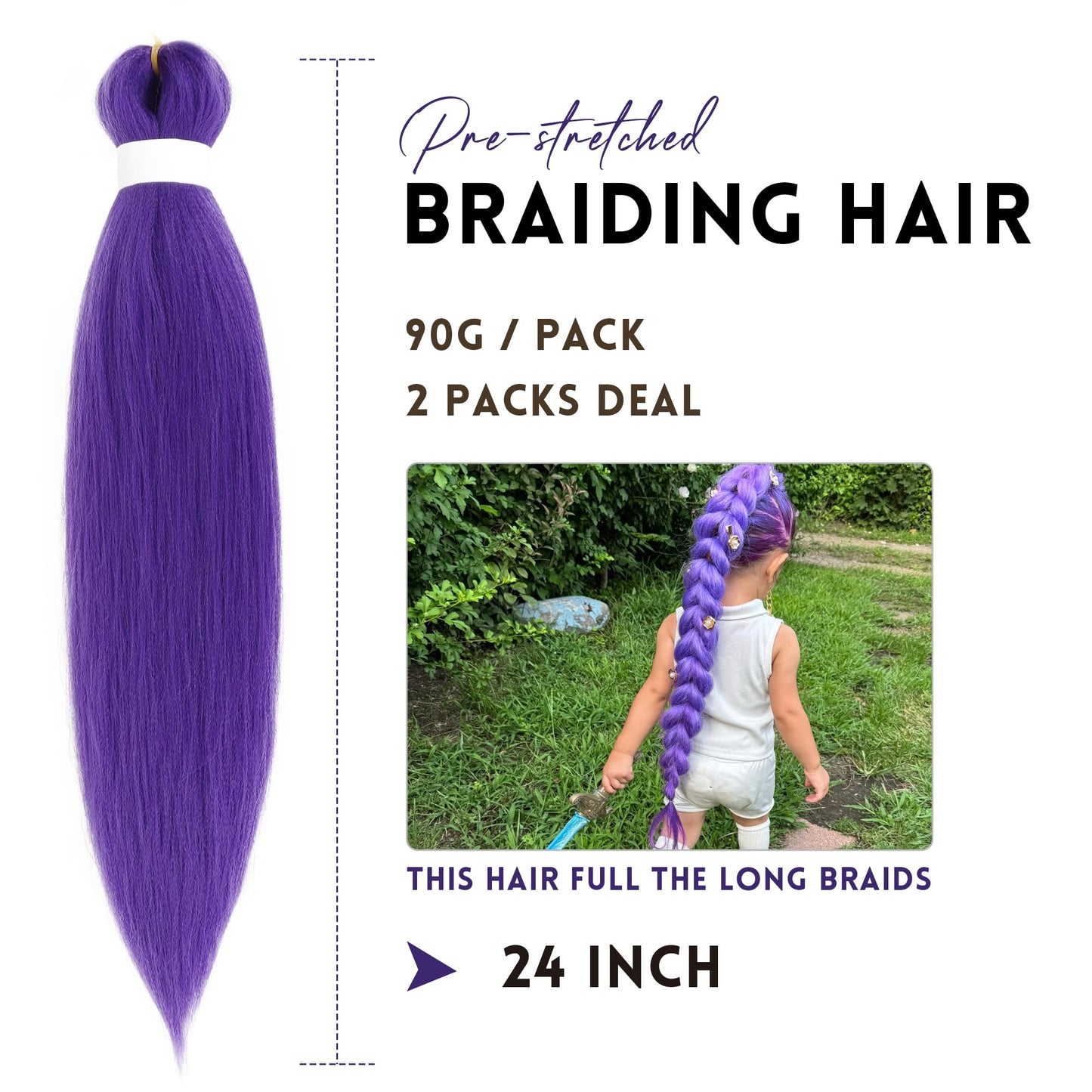 Long Purple Pre-Stretched Braiding Hair Extensions – Synthetic Jumbo Braids for Women, Stage Performance, Party, Halloween & Cosplay Styles