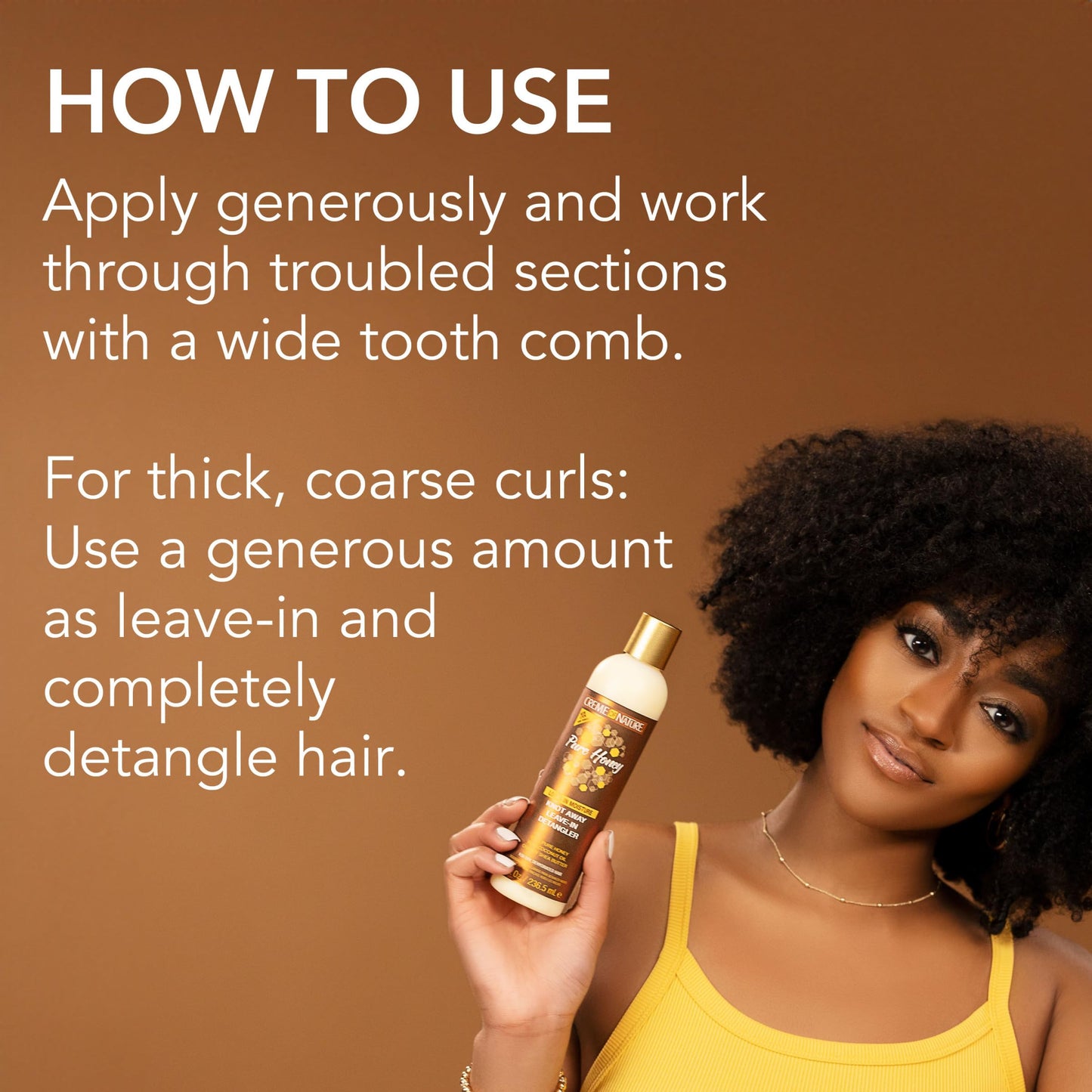 Creme of Nature Pure Honey Knot Away Leave-In Detangler 8 oz | Instantly Detangles & Softens | With Coconut Oil & Shea Butter for Dry Hair