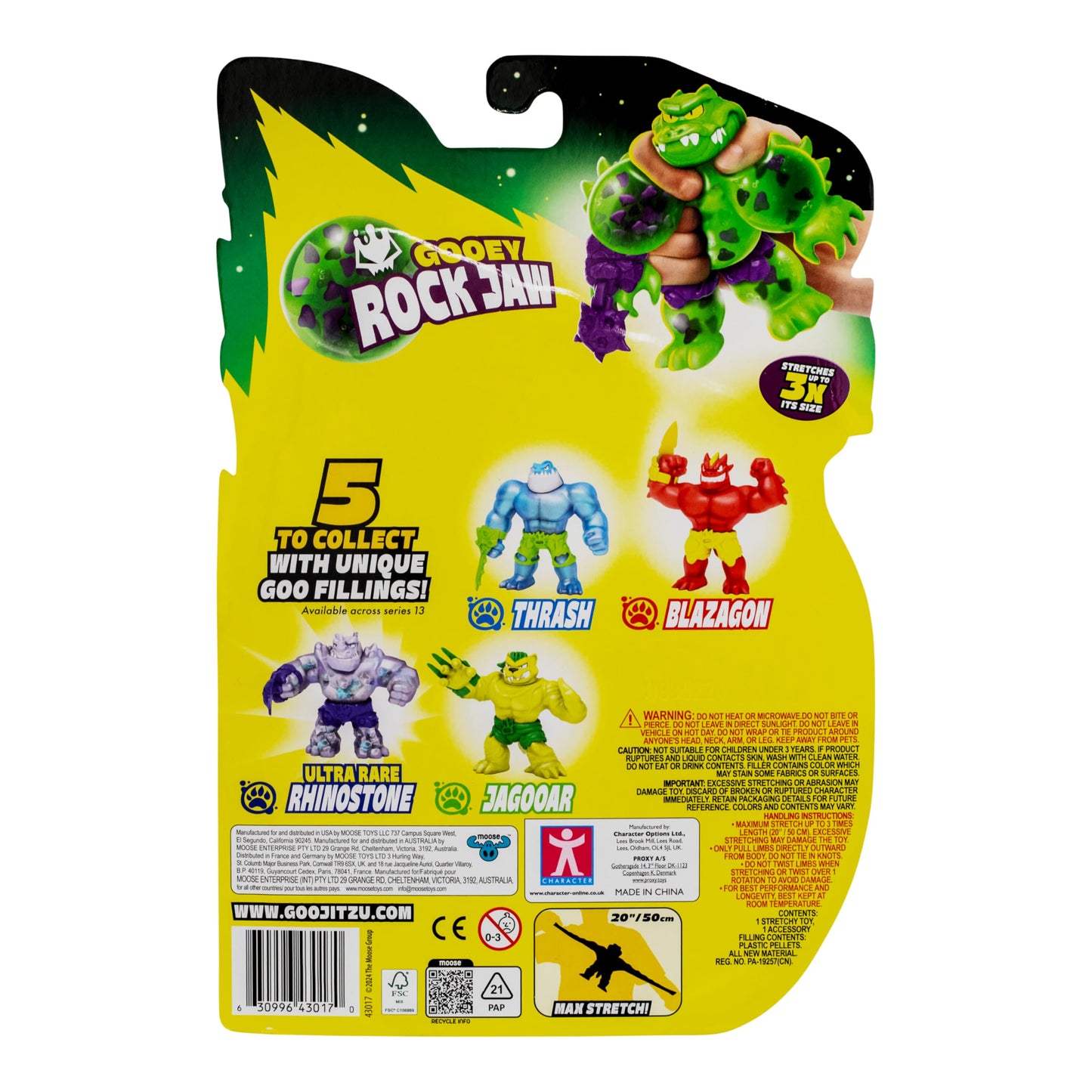 Heroes of Goo Jit Zu Meteor Madness Rock Jaw Action Figure with Goo Filling & Meteor Gauntlet, Sensory Toy Stretches 3X Size