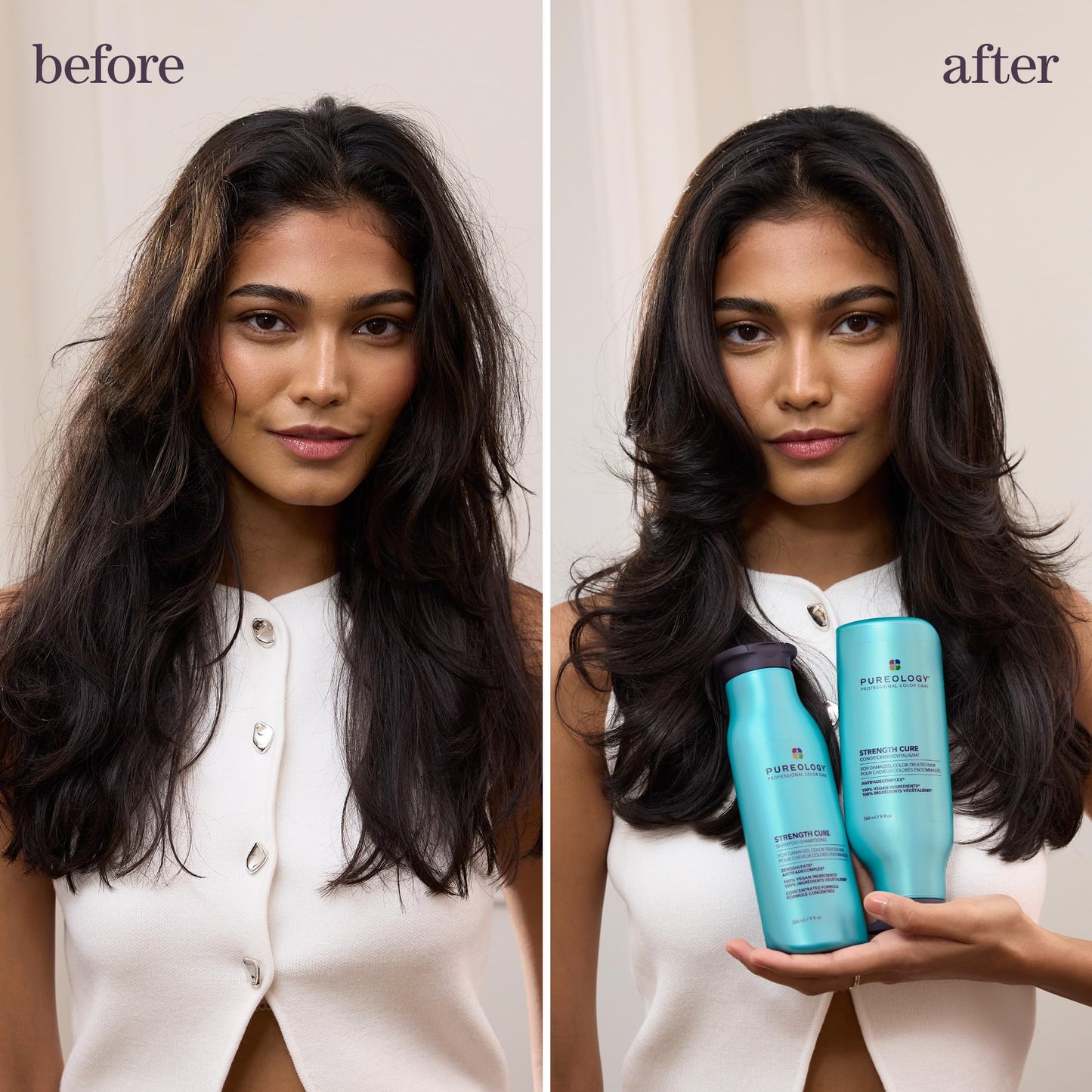 Pureology Strength Cure Conditioner - For Damaged or Color Treated Hair, Hair Strengthening & Prevents Breakage, Vegan & Sulfate-Free, 9 Fl Oz