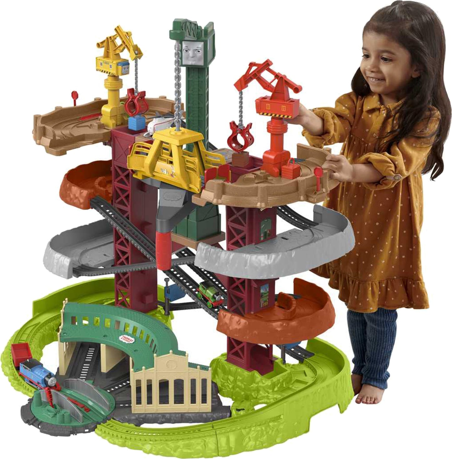 Thomas & Friends Super Tower Track Set – Multi-Level Train Playset with 3 Characters & Cranes, 2.5 Ft Tall, Preschool Toy Ages 3+ (Amazon Exclusive)