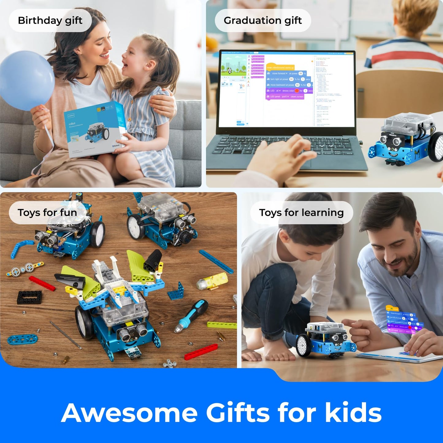 Makeblock mBot Robot Kit for Kids 8-12 – STEM Coding Robot with Scratch & Arduino, Educational Science Kit for Boys & Girls Age 8+