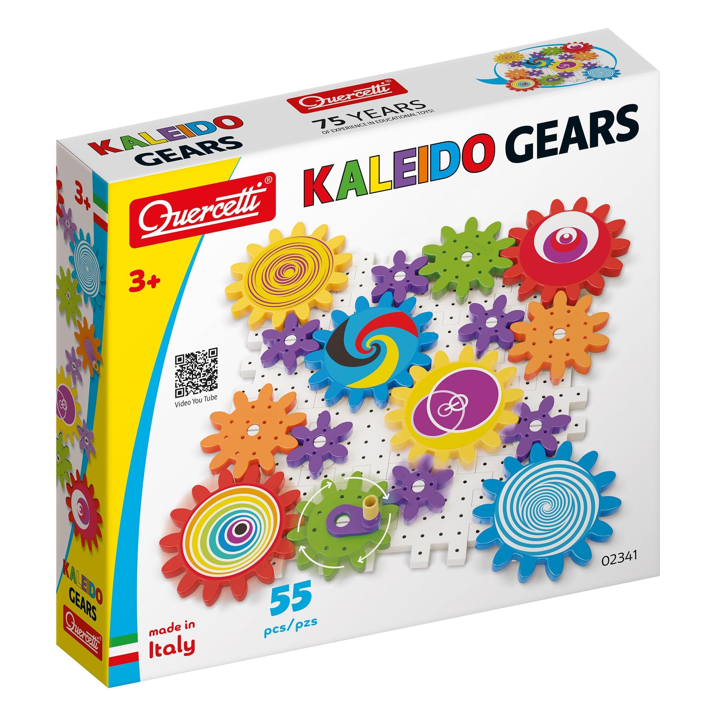 Quercetti Kaleido Gears - 55 Piece Building Set with 3 Different Sized Gears Georello Kaleido Gears