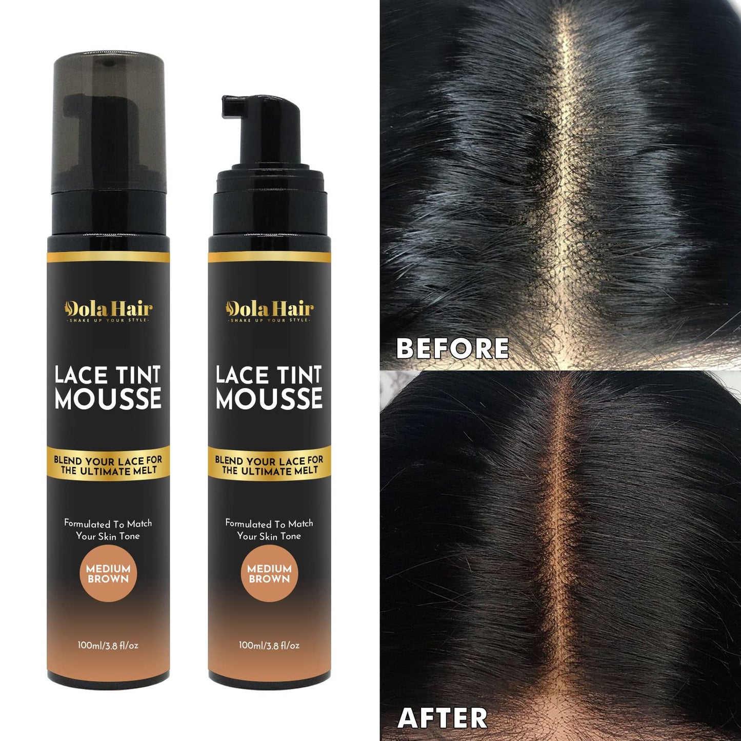 Dolahair Lace Glue Kit - Complete Set with Lace Tint Mousse, Wig Installation & Melting Spray(Medium Brown)