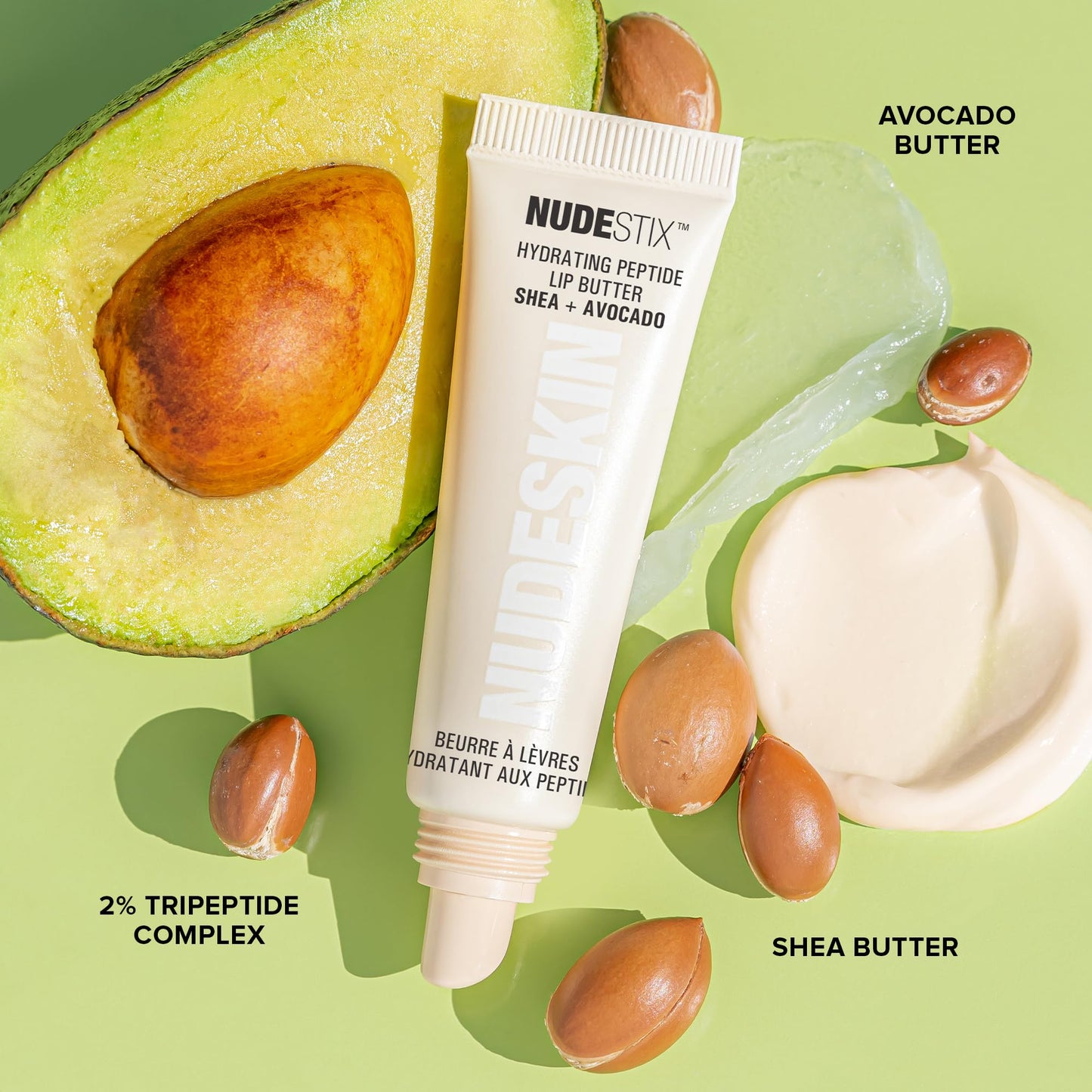 Nudestix Hydrating Peptide Lip Butter Tint Set – 3-Piece Glossy Lip Balm Kit with Avocado, Shea Butter & Peptides for Plump, Moisturized Lips