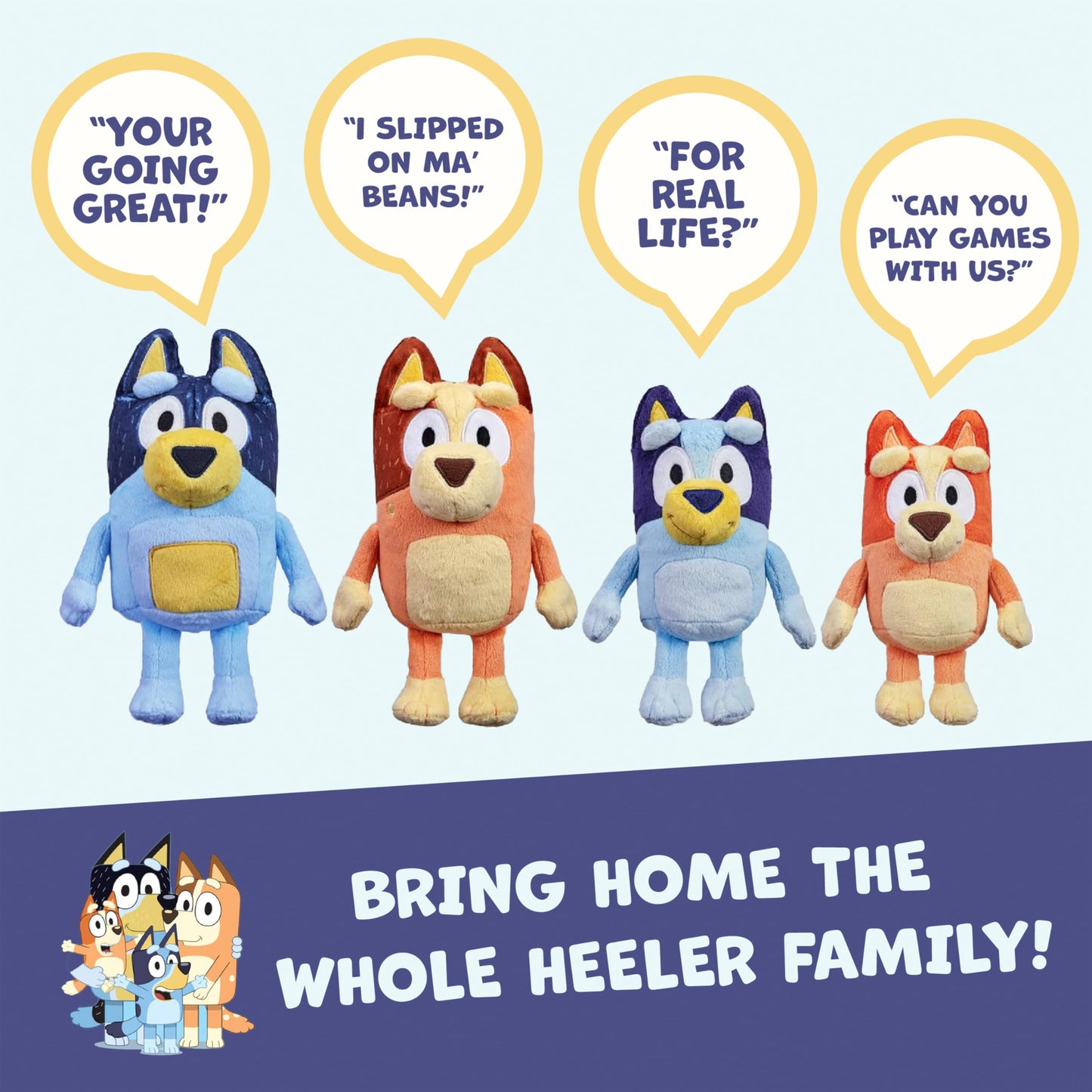 Bluey Sound Effects Talking Stuffed Plush, 13” Soft Musical Toys, Interactive Stuffed Animal with 9 Different Phrases, Musical Toys for Kids