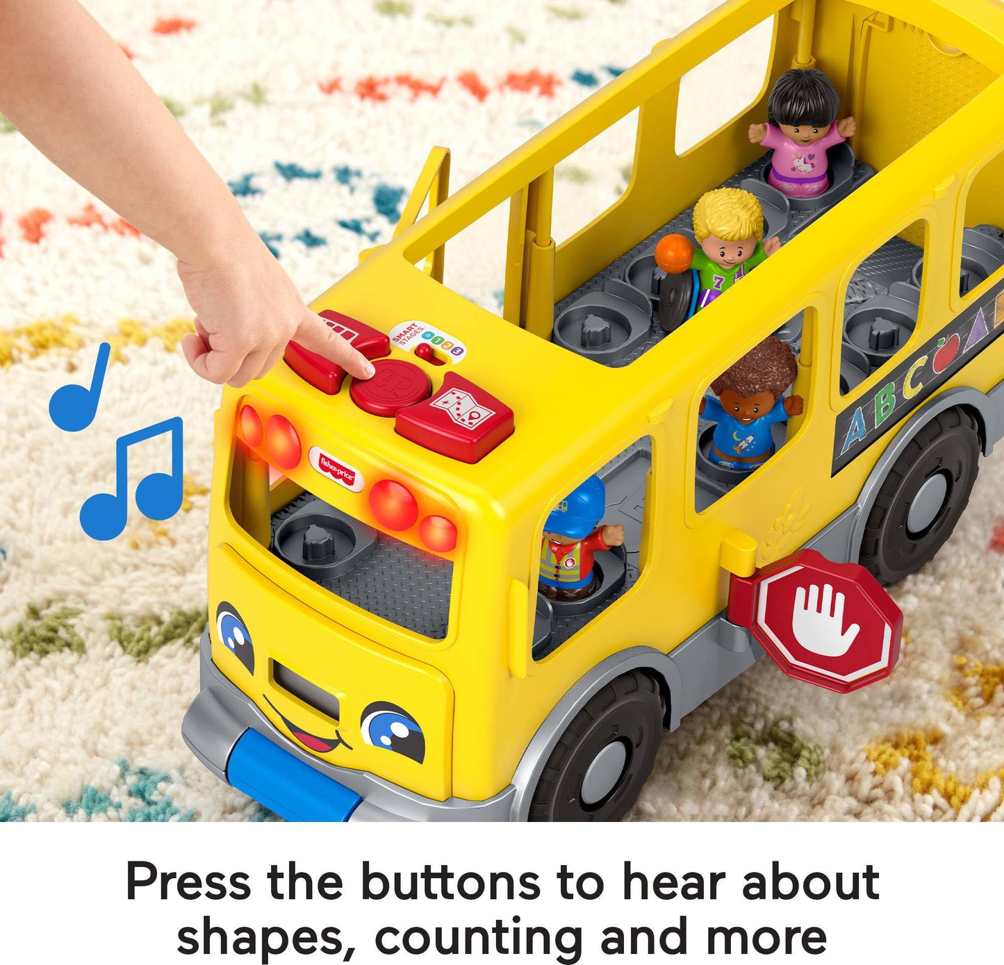 Fisher-Price Little People Toddler Learning Toy, Big Yellow School Bus Pull-Along Vehicle & 4 Figures for Kids Ages 1+ Years, Multilanguage Version