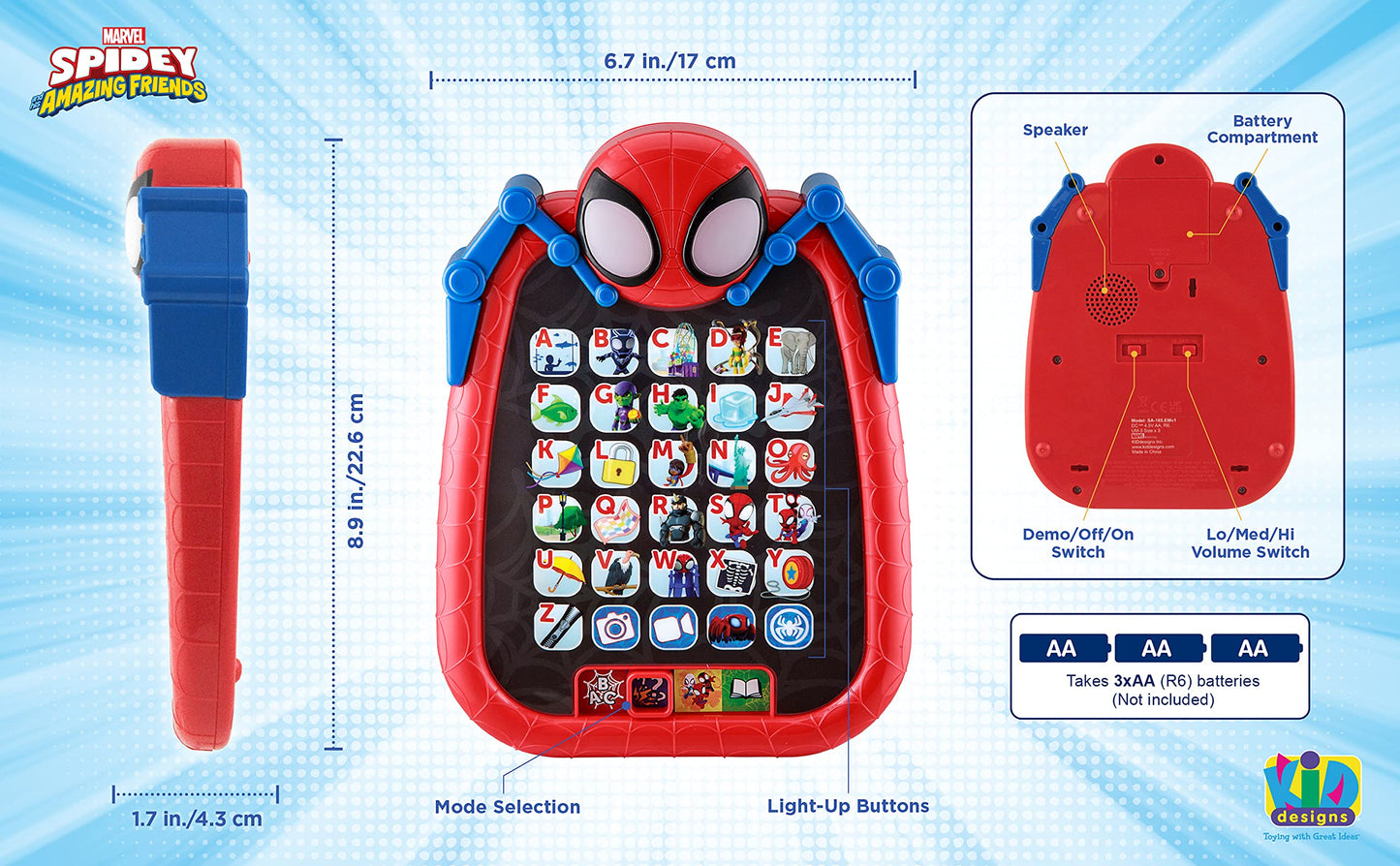 ekids Spidey and His Amazing Friends Kids Tablet for Preschool, Tablet with Educational Games and ABC Learning for Toddlers Aged 3 and Up