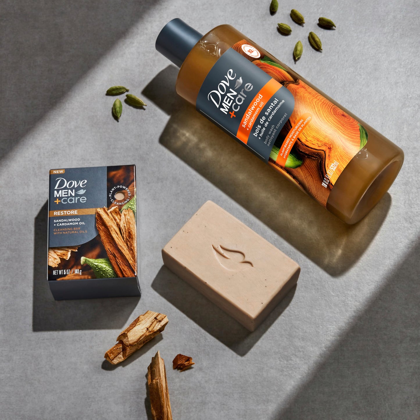 DOVE MEN + CARE Body Wash Sandalwood & Cardamom Oil Plant-Based Moisturizing Body Wash for Men, 26oz