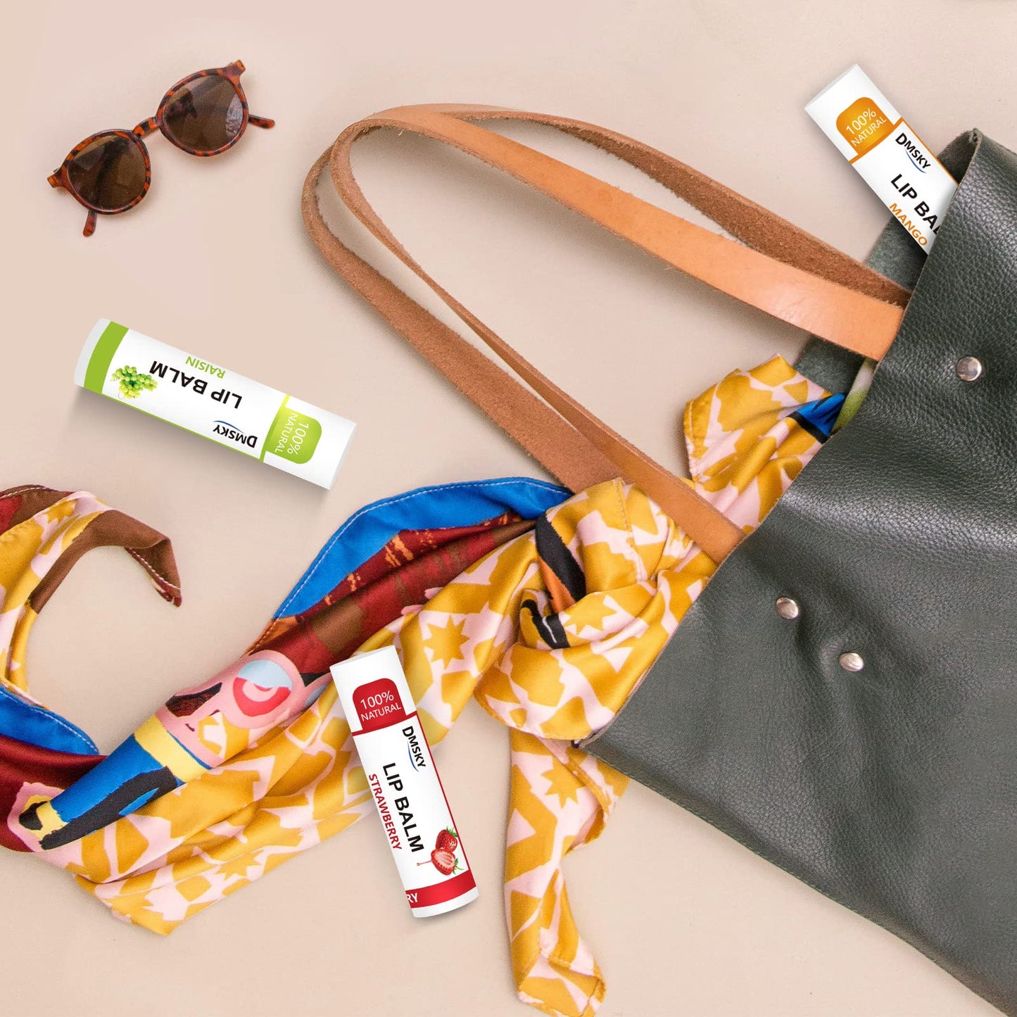 DMSKY 24 Pack Natural Lip Balm Set with Vitamin E & Coconut Oil – Moisturizing Lip Care for Chapped Lips, 12 Flavors, Bulk for Women