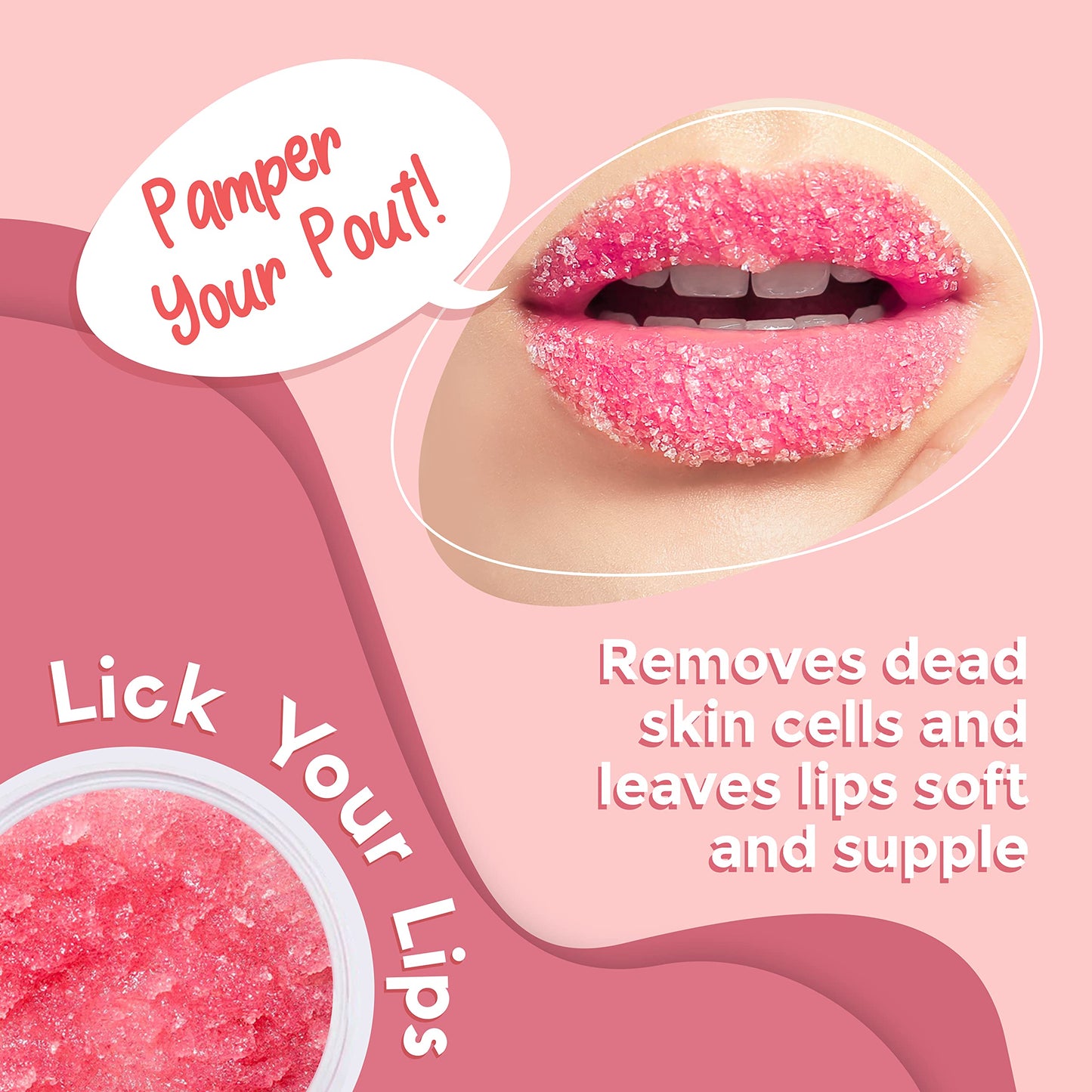 Watermelon Sugar Lip Scrub for Dry, Cracked & Dark Lips – Exfoliating & Moisturizing Lip Care with Brush, Vegan & Cruelty-Free, 20g