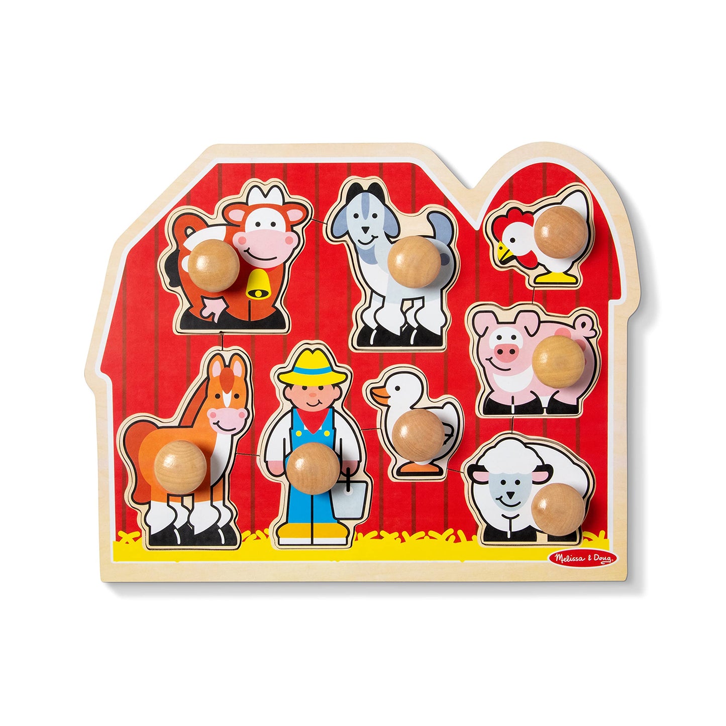 Melissa & Doug Wooden Jumbo Knob Puzzle 2-Pack for Baby and Toddler Boys and Girls – Large Farm, First Shapes