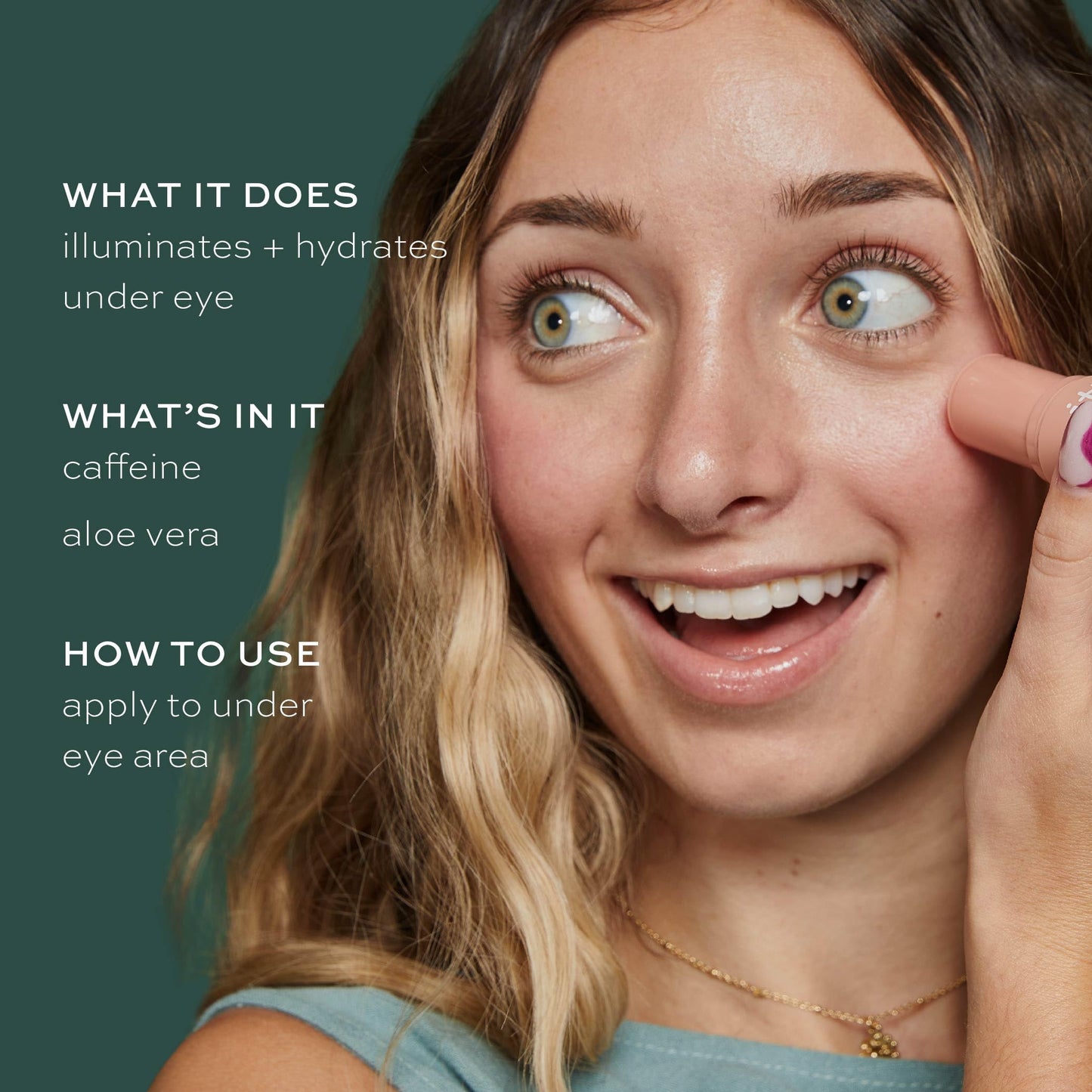 ITK Skincare Caffeine & Aloe Vera Under Eye Stick, Hydrates, Reduces Puffiness, Brightens & Smooths Fine Lines, 0.5 oz