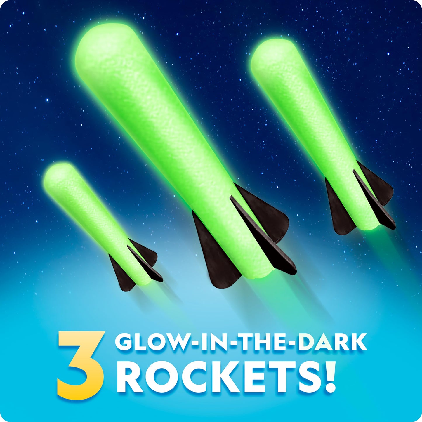 National Geographic Air Rocket Launcher Toy - Launch Glow-in-the-Dark Rockets Up to 100 Ft, Outdoor Fun for Kids 8-12, Rocket Kit Toy