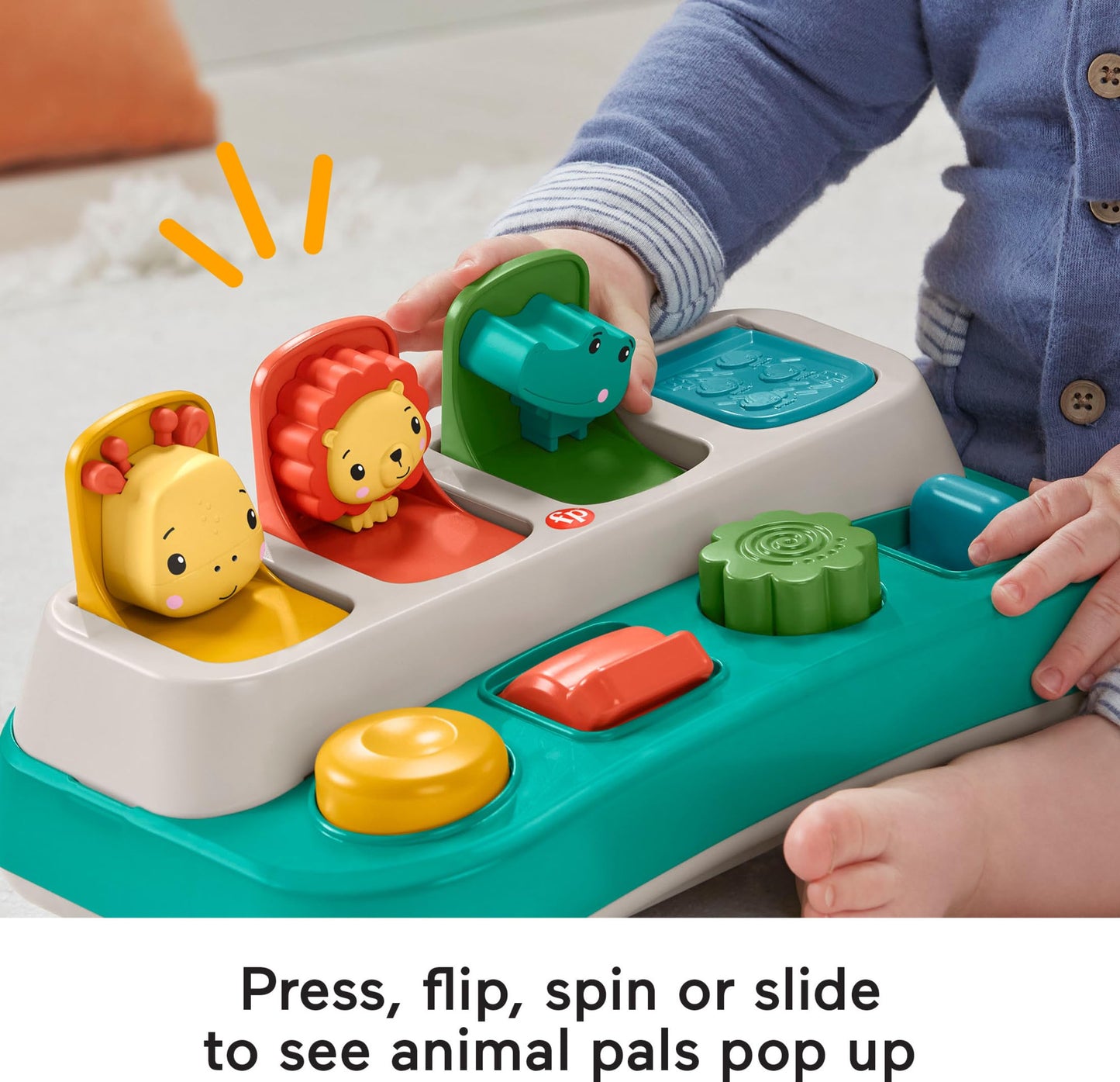 Fisher-Price Baby Early Learning Toy with Fine Motor Activities for Cause-and-Effect Play, Busy Buddies Pop-Up