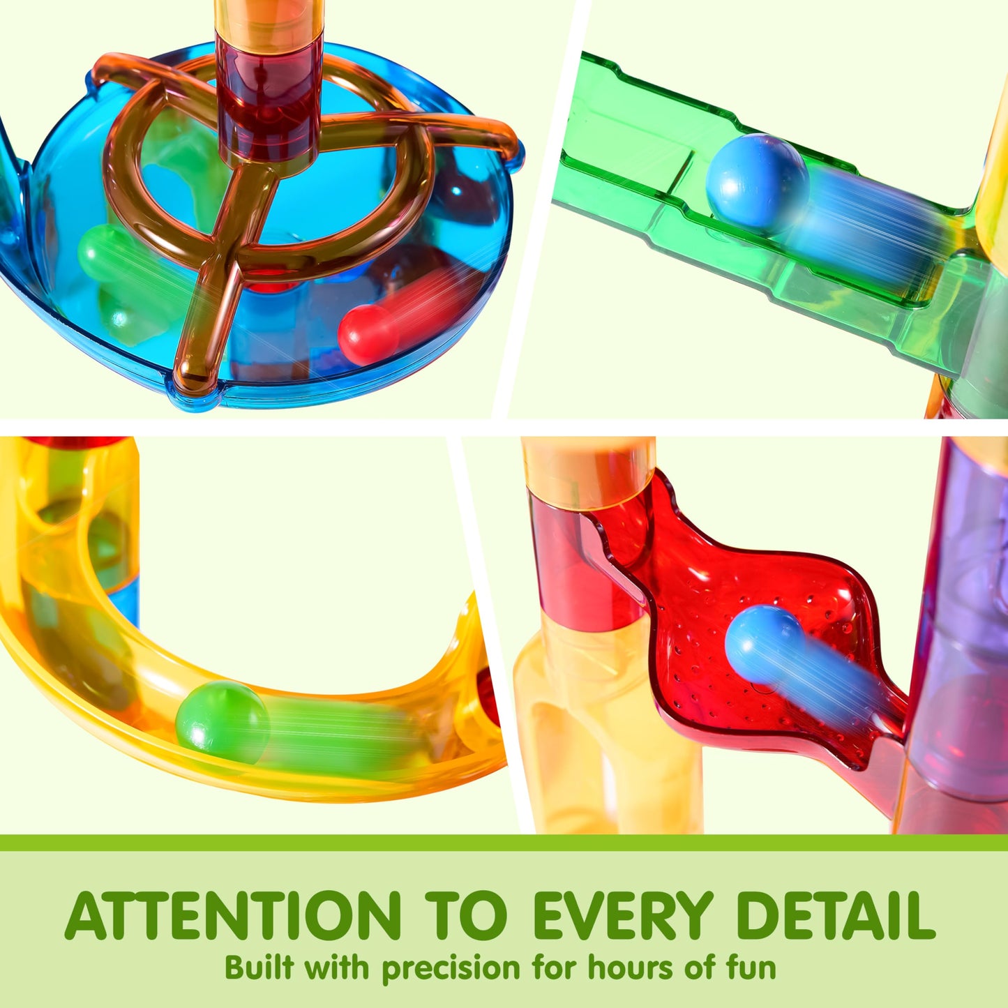 JOYIN 137Pcs Glowing Marble Run Set - STEM Building Blocks Toy with 15 Glow in The Dark Marbles, Fun Educational Gift for Kids Boys & Girls