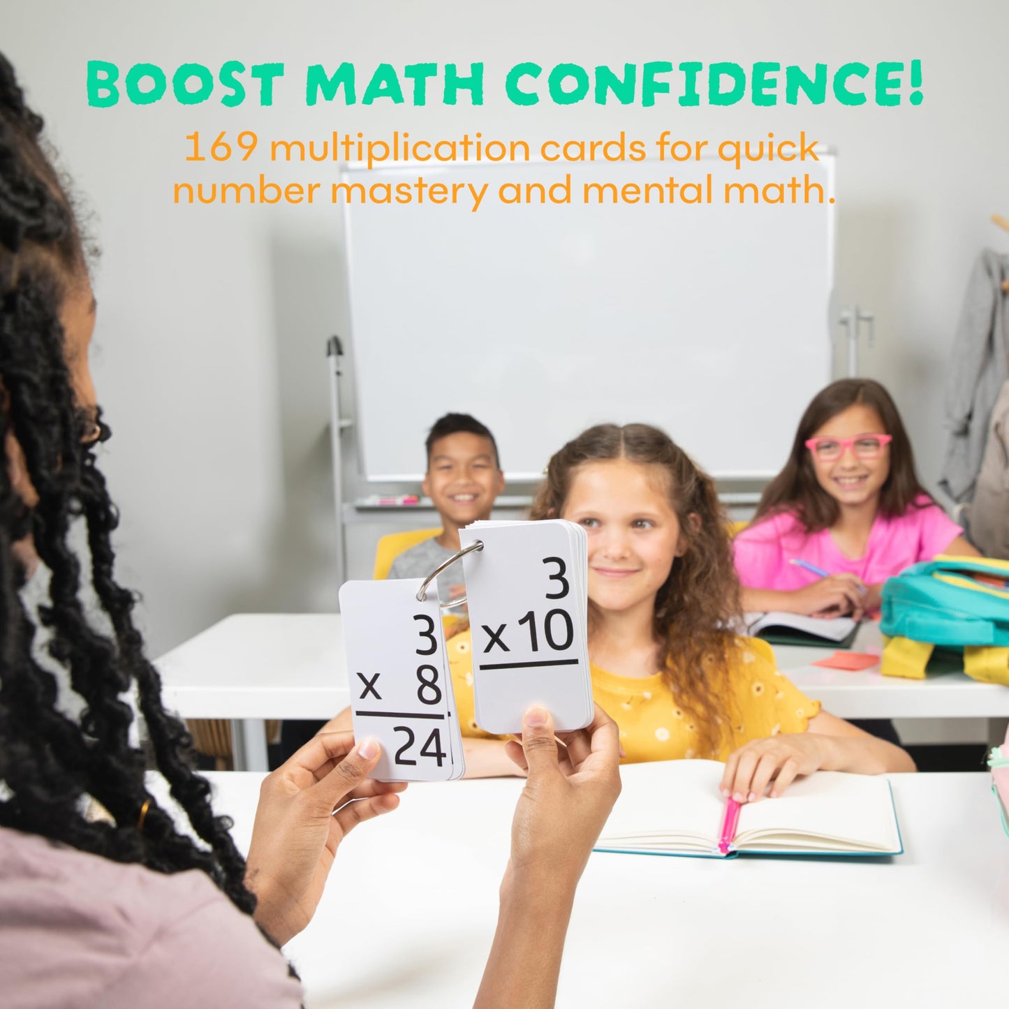 Star Right Multiplication Flash Cards - 169 Hole-Punched Times Tables Cards with 2 Rings for Kids 8+, Home & School Practice